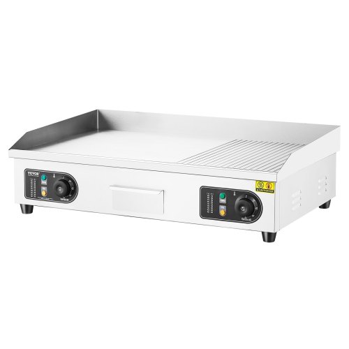 Commercial Electric Griddle, 2800W Countertop Half-Flat Top Grill, 122℉-572℉ Adjustable Temp, 28.74x15.75x0.39in Stainless Steel Griddle Grill with 2 Shovels and 2 Brushes for Home or Restaurant、、eastwooduniform