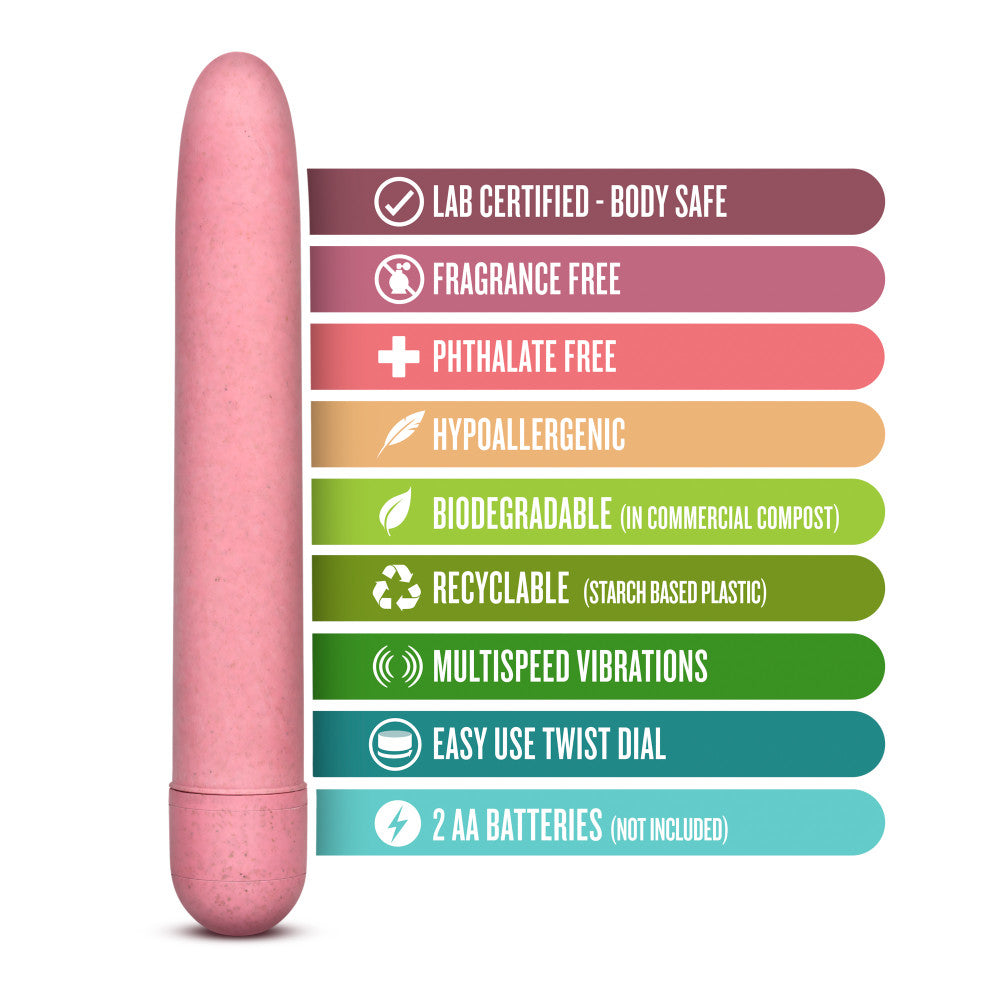 Gaia® By Blush | Eco: Plant-Based 7 Slim Multispeed Vibrator in Coral - Made from Sustainable BioFeel™、mySite、bottomscart