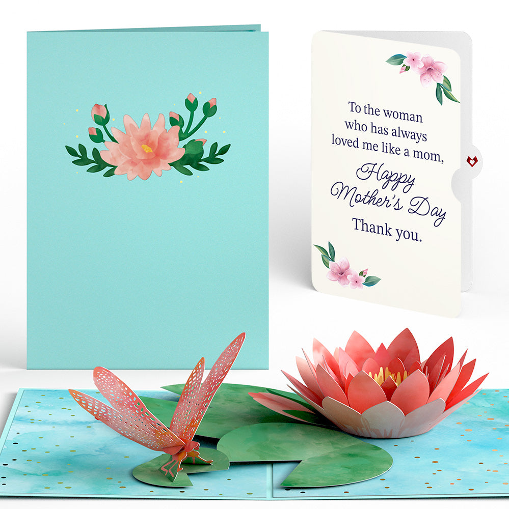 Water Lily Dragonfly Mother's Day Pop-Up Card and Loved Me Like A Mom Sentiment Set、mySite、solidvoid