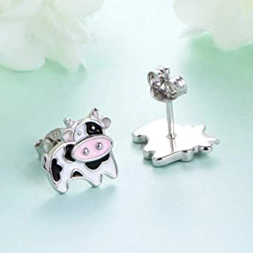 Cow Earrings Black and White Push Back Adorable!、mySite、g9winljtr