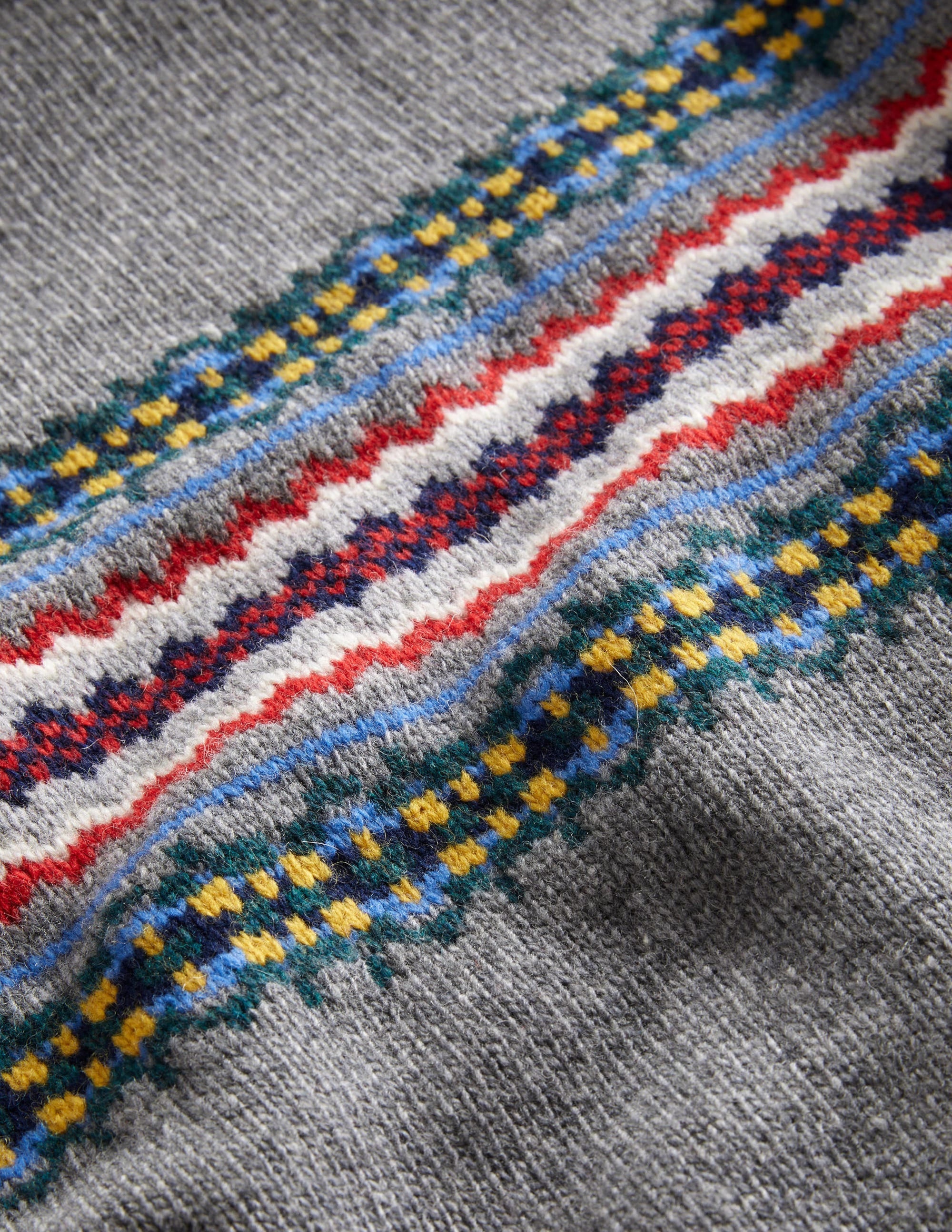  Fair Isle Roll Neck Sweater-Grey Melange Fair Isle、mySite、ashleygrahame