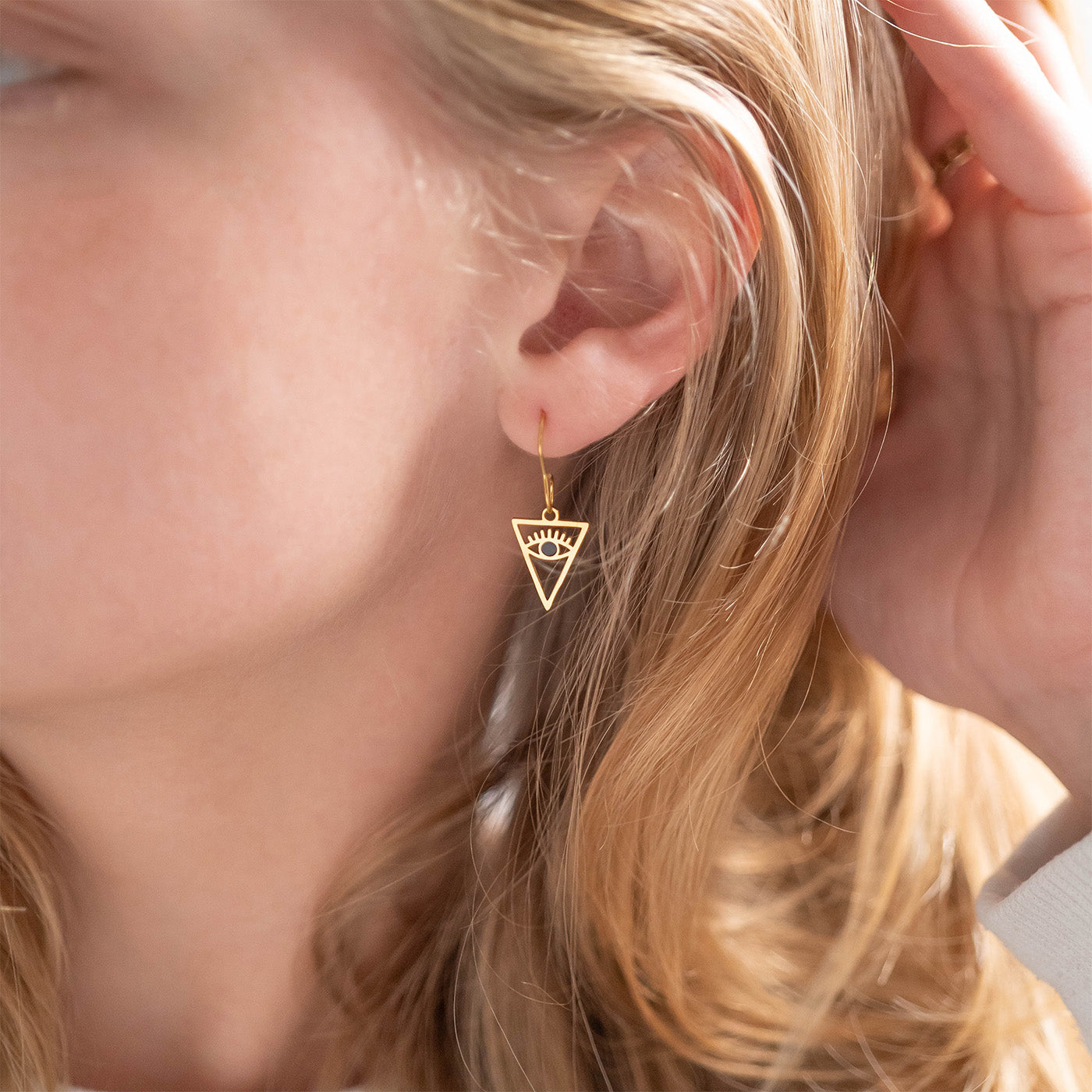 18K Gold PVD Stainless Steel Triangle Evil Eye Charm / PDL0027、mySite、dreamappss