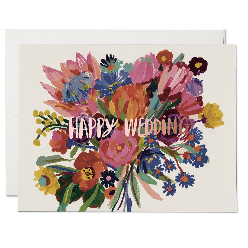 Red Cap Cards - Happy Wedding Flowers wedding greeting card、mySite、garagedoors4me