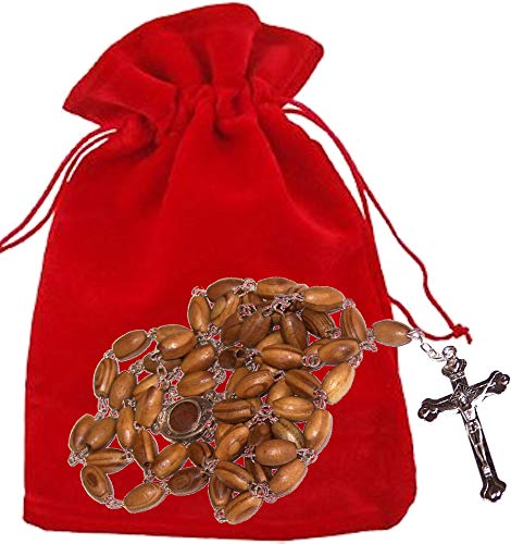  Holy Land Market Olive Wood Rosary with Soil from Bethlehem - with certificate and velvet bag、mySite、elrpsem3k