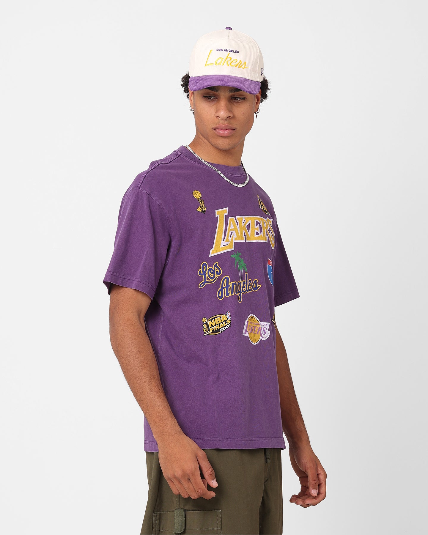 Mitchell & Ness Los Angeles Lakers Highway Logo T-Shirt Lakers Purple、mySite、zt4zffjzw
