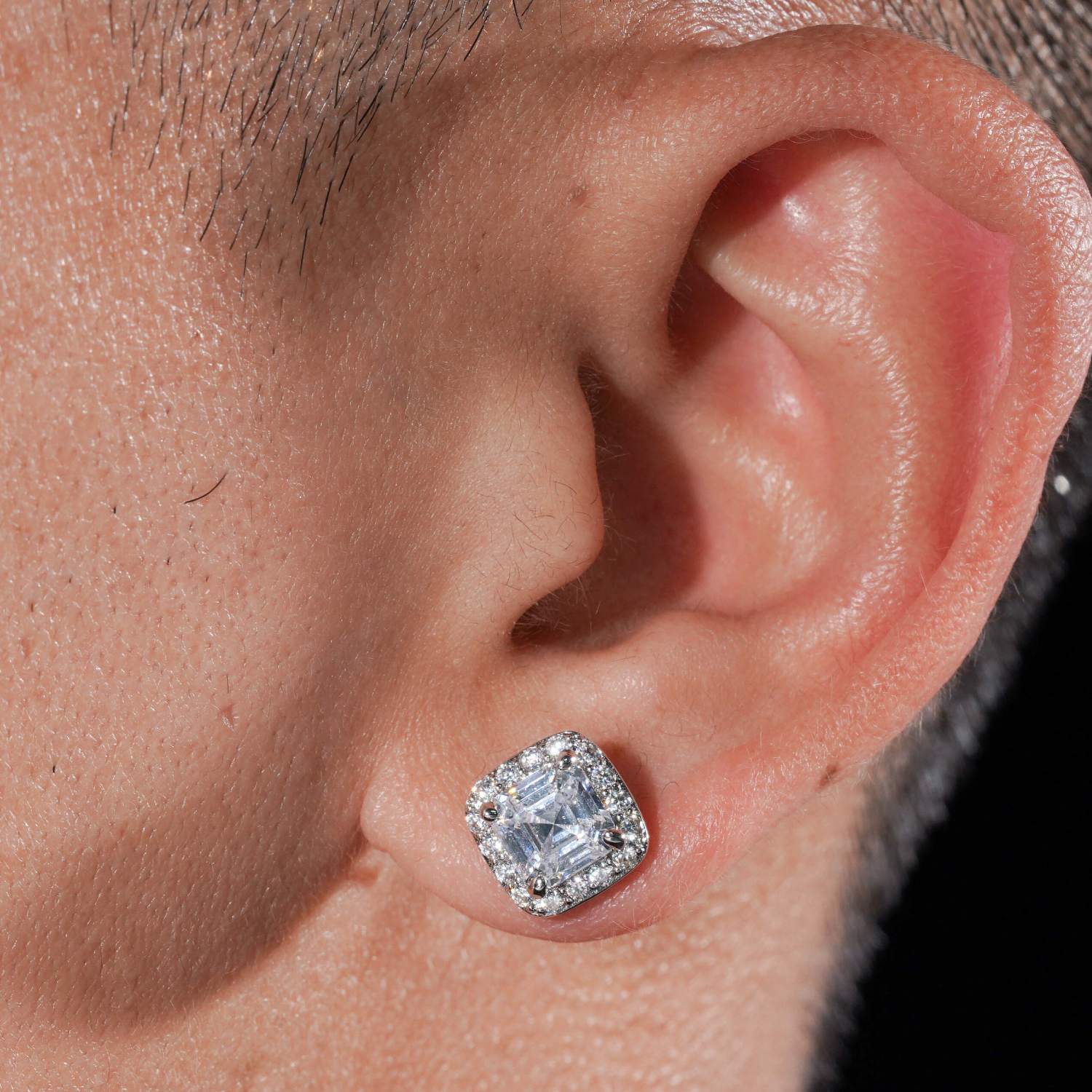 9MM VVS Halo Stud Earrings 14K Gold、mySite、hinf8tx79