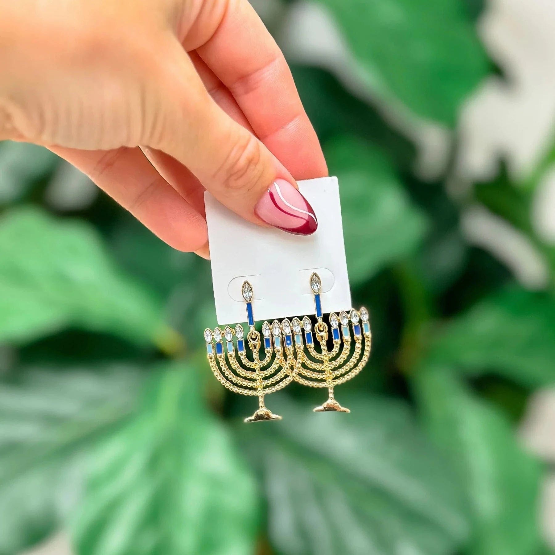 Gold and Blue Menorah Dangle Earrings、mySite、topwebapps