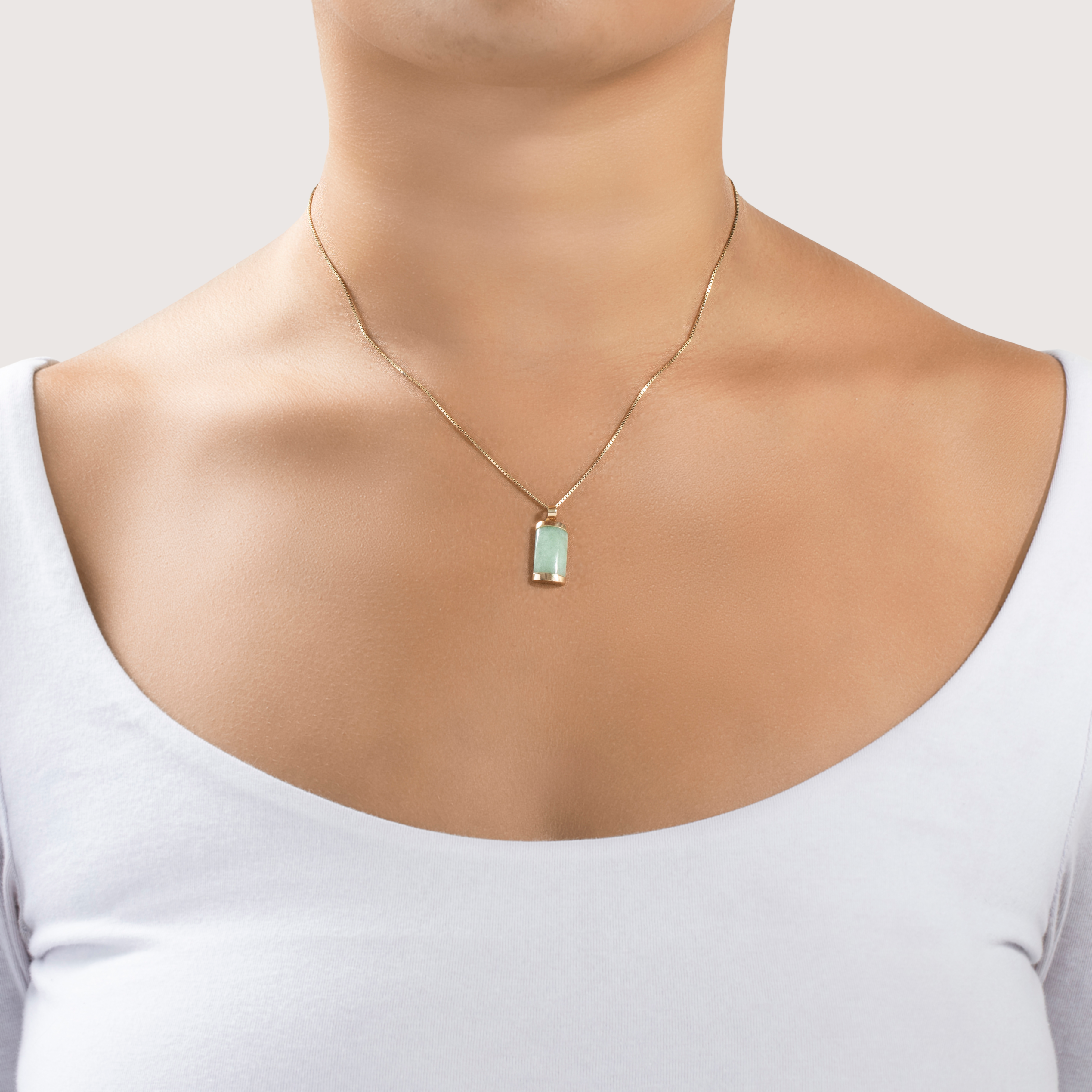 Vintage 14k Yellow Gold 3.5ct Jade Column Pendant、mySite、hinf8tx79