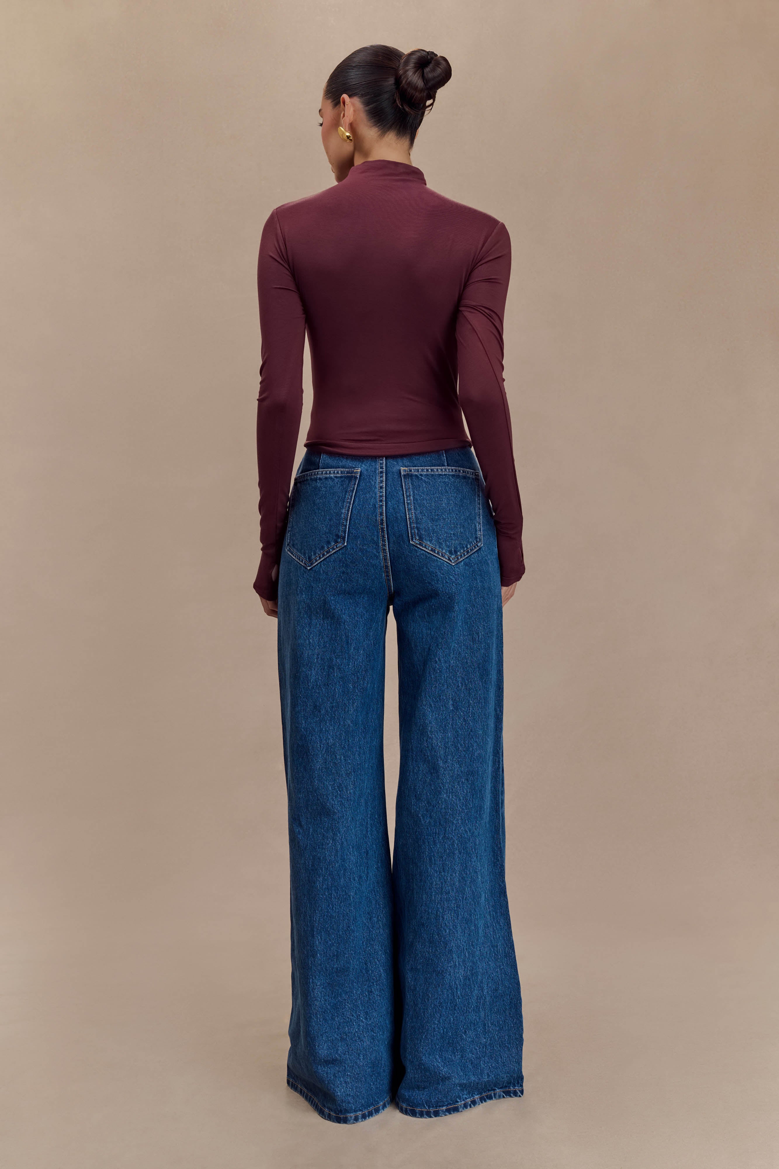 Ember Modal Long Sleeve High Neck Top - Mahogany、mySite、solidvoid