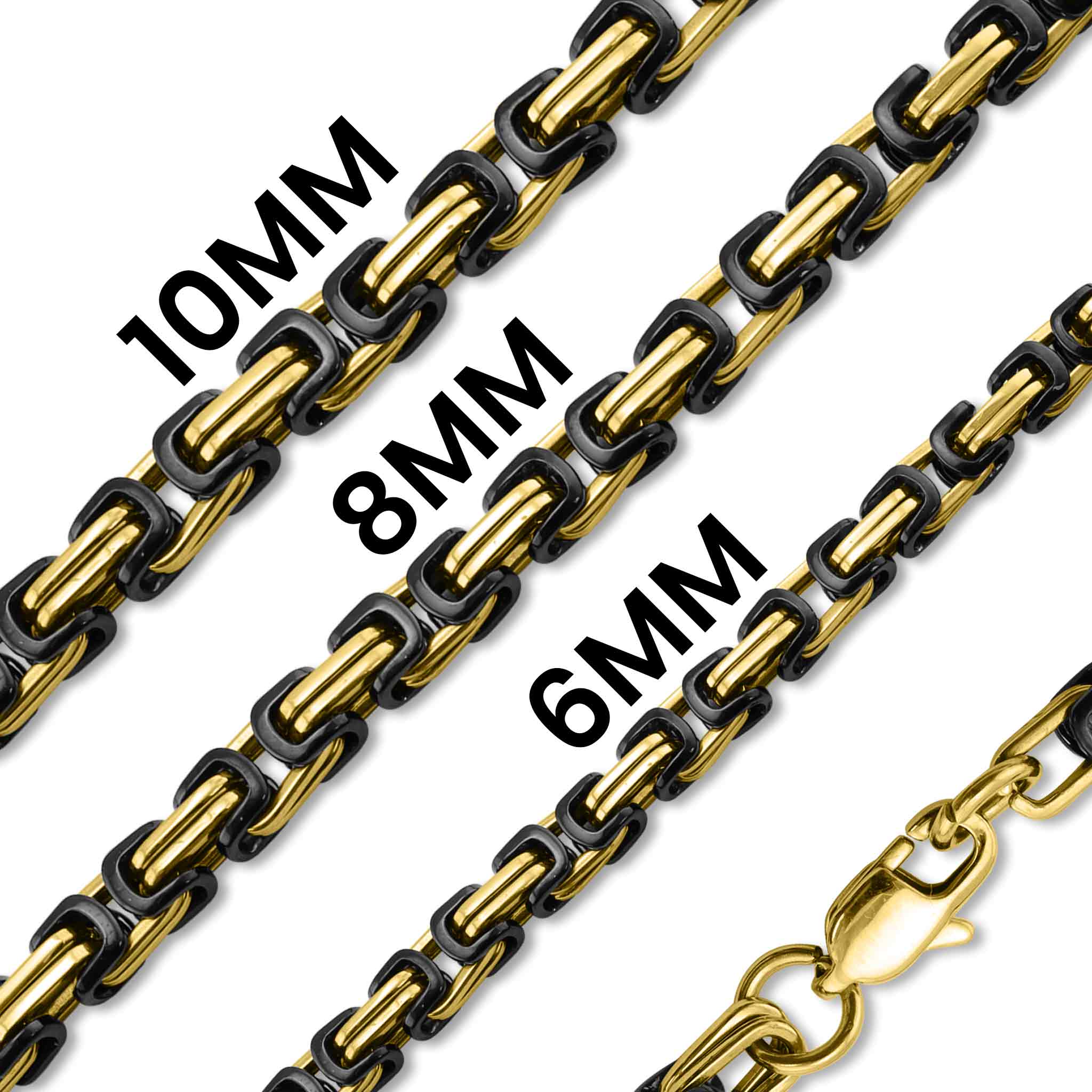 Stainless Steel Black and 18K Gold PVD Coated Byzantine Chain Necklace / CHN8502、mySite、dreamappss