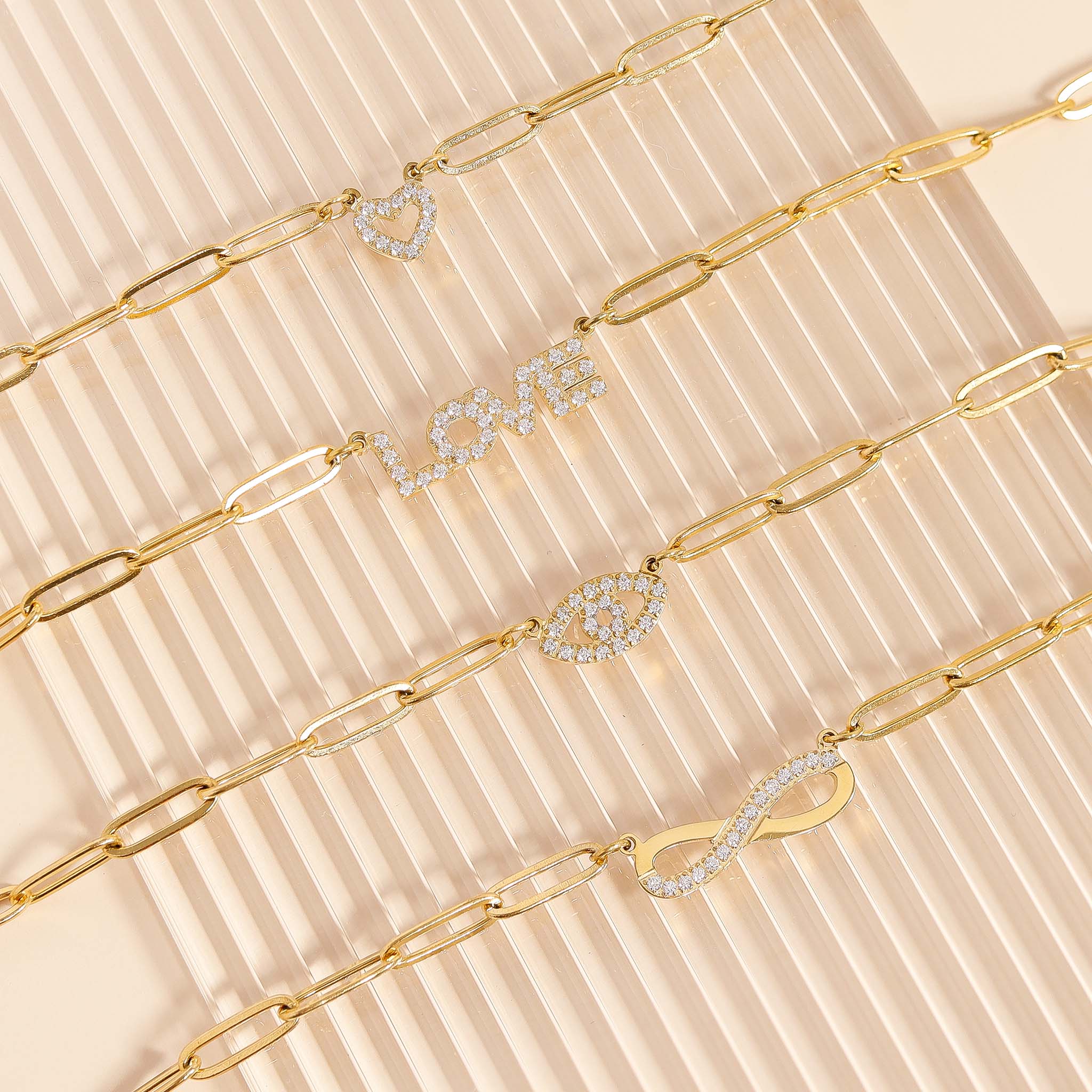 18K Gold PVD Stainless Steel Stone Evil Eye Paperclip Chain Necklace / CHN9975、mySite、dreamappss