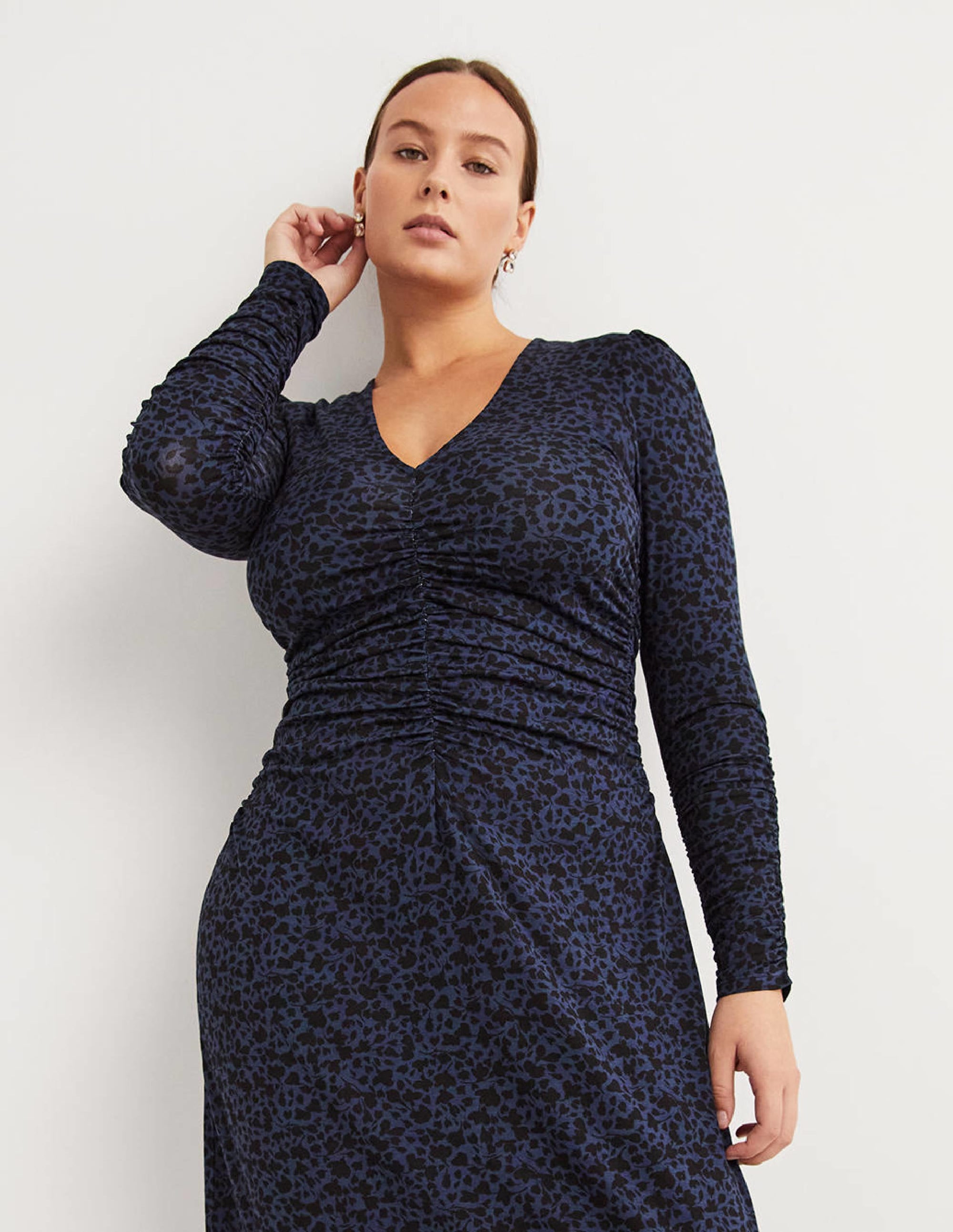  Ruched Jersey Midi Dress-Mariner Blue, Meadow Sprig、mySite、ashleygrahame