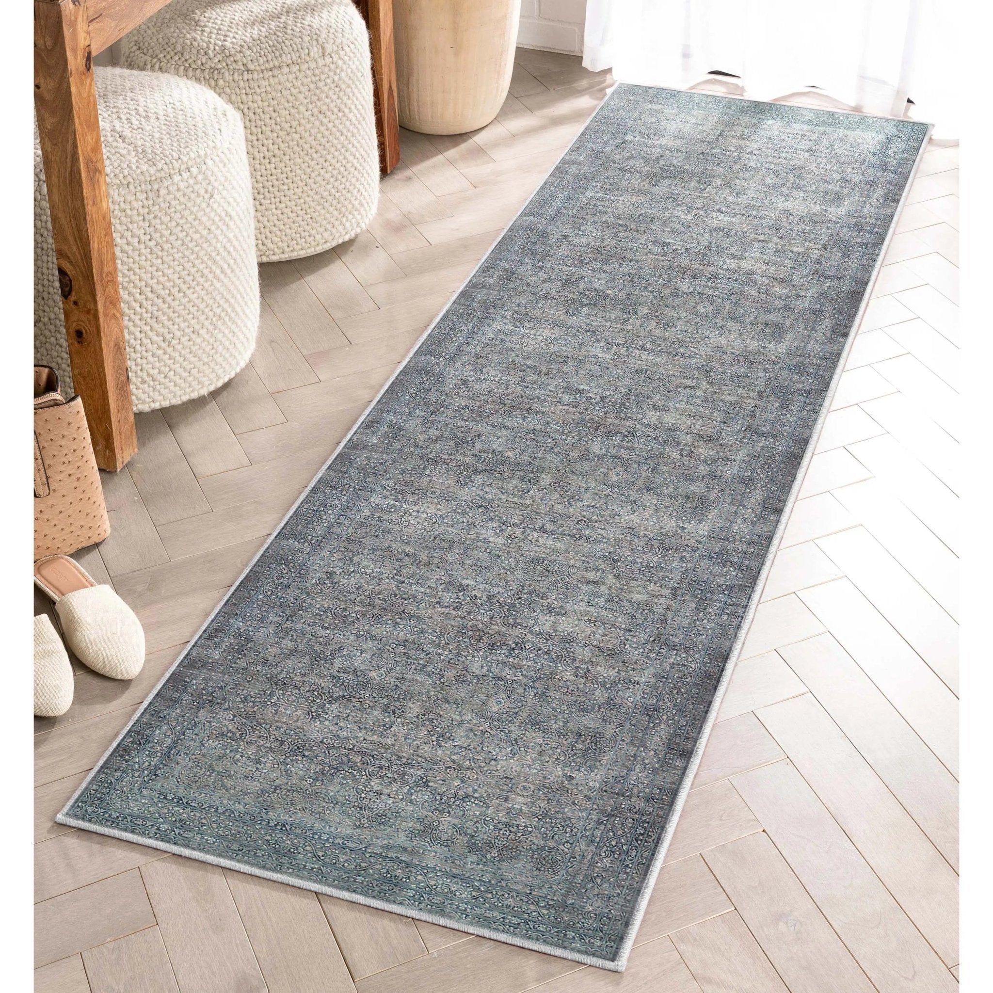 Juliette Vintage Persian Oriental Blue Flat-Weave Rug、mySite、gigharbornorthrealestate
