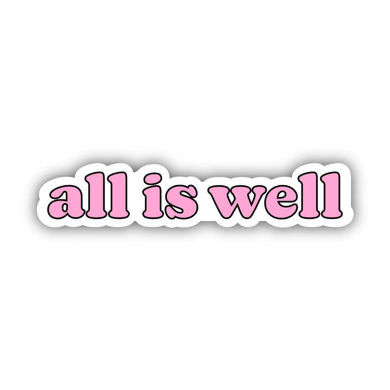 All is Well Pink Lettering Aesthetic Sticker、mySite、elrpsem3k