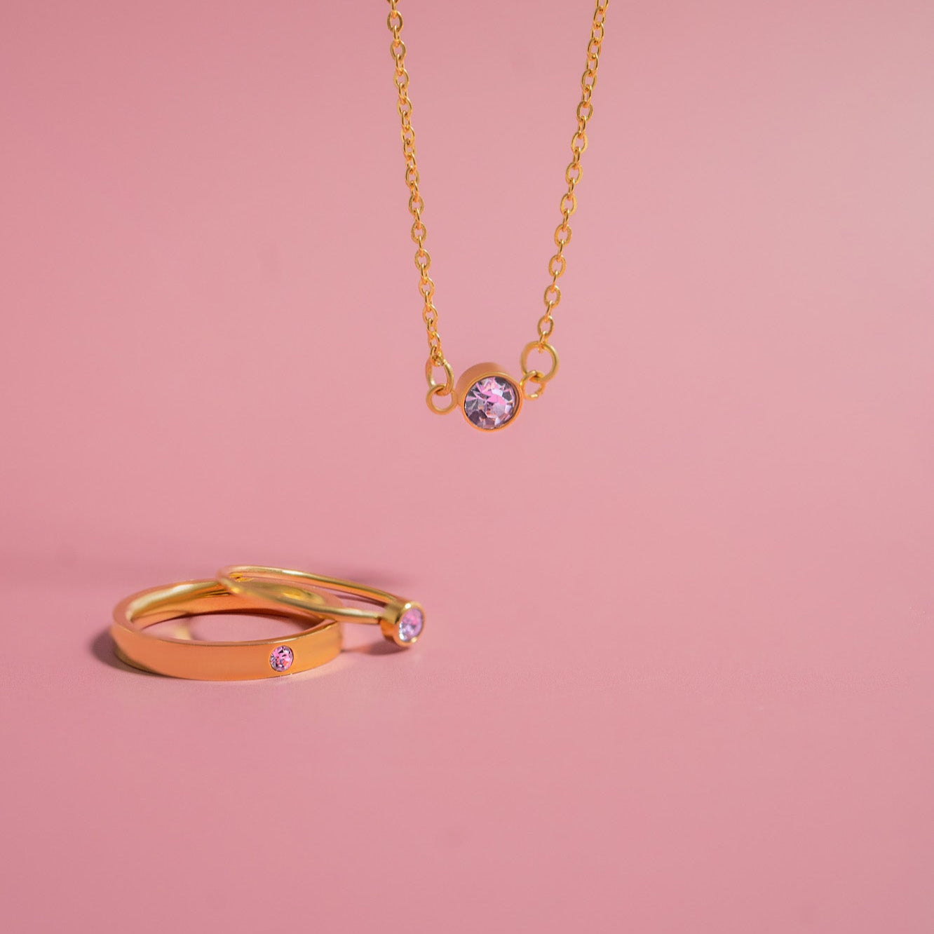 18K Gold PVD Stainless Steel Birthstone Engravable Stacking Ring / ZRJ1004、mySite、dreamappss