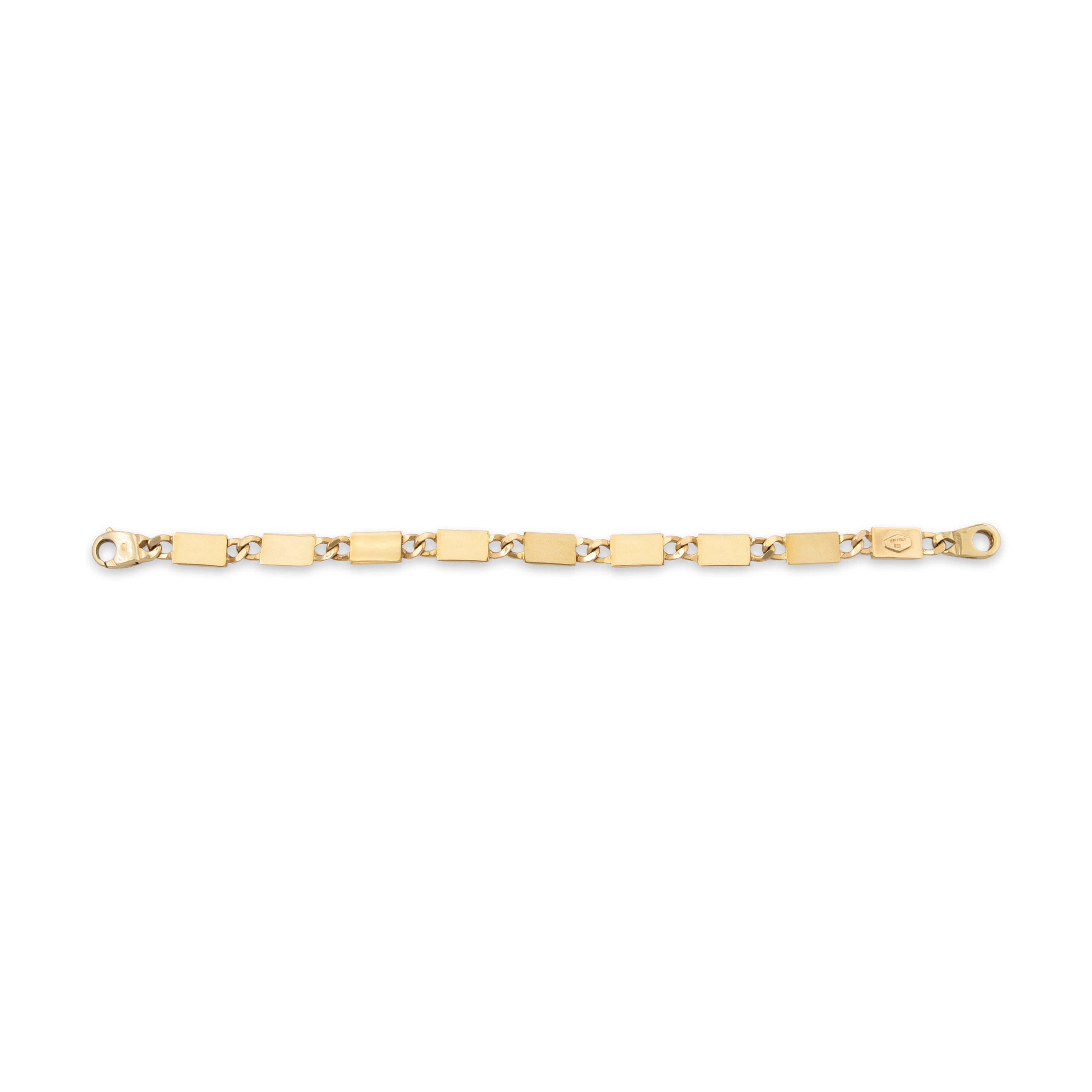 Vintage Italian 14k Yellow Gold Geometric Link Bracelet 7.25、mySite、hinf8tx79