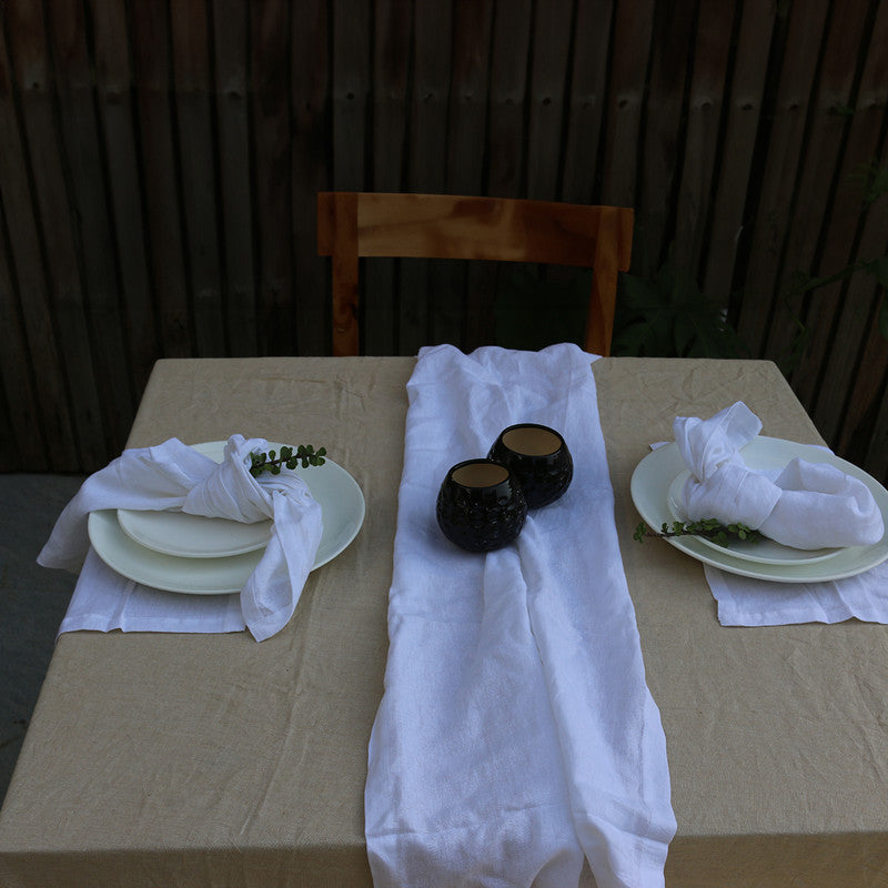 Pure Linen Table Runners | White、mySite、camillekostekn