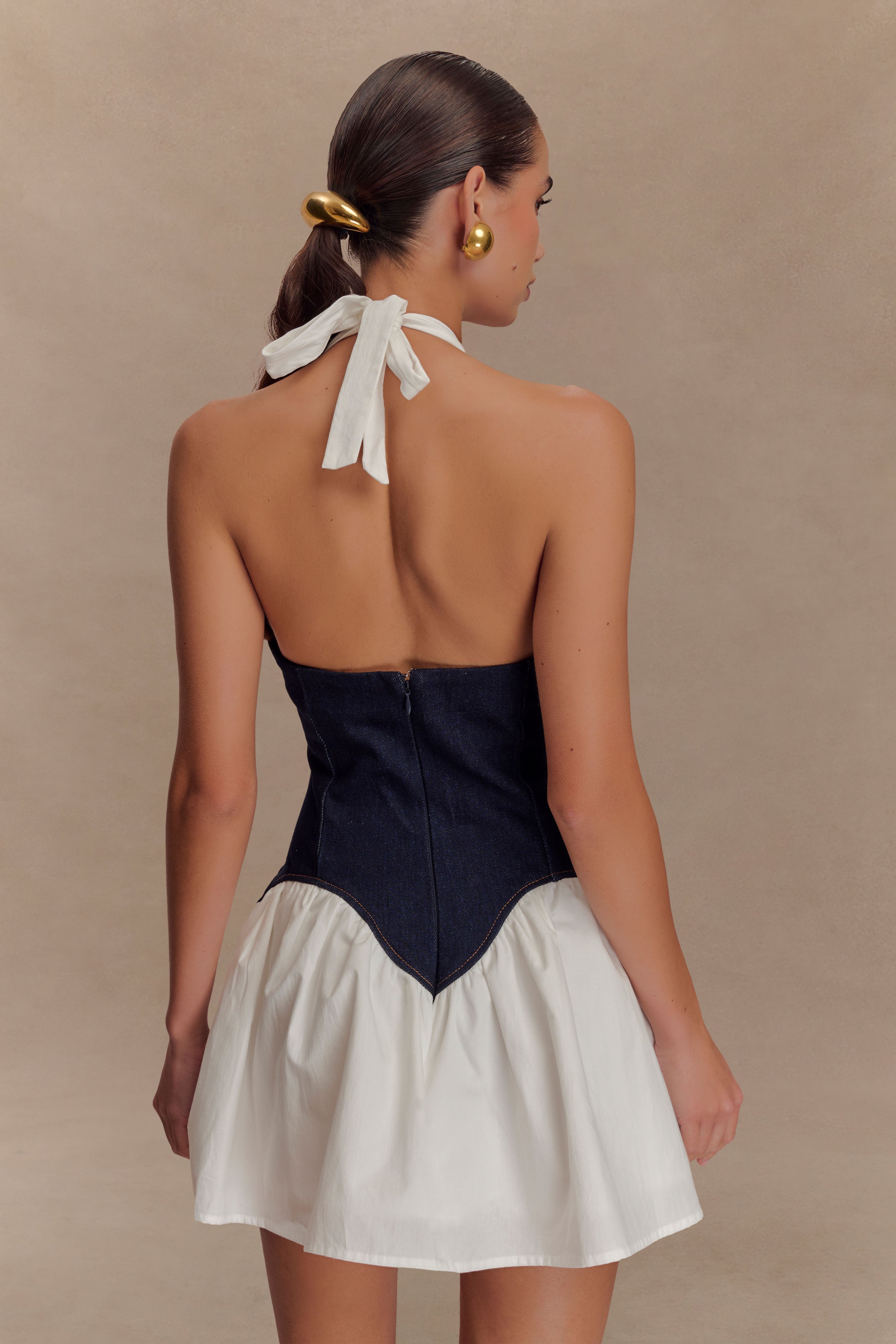 Merlyn Denim Cotton Mini Dress - Indigo Blue、mySite、solidvoid