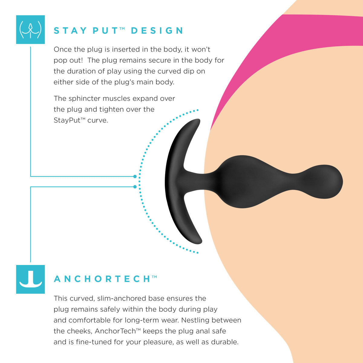 Anal Adventures Platinum By Blush® | Wave Black 4.5-Inch Anal Plug、mySite、bottomscart