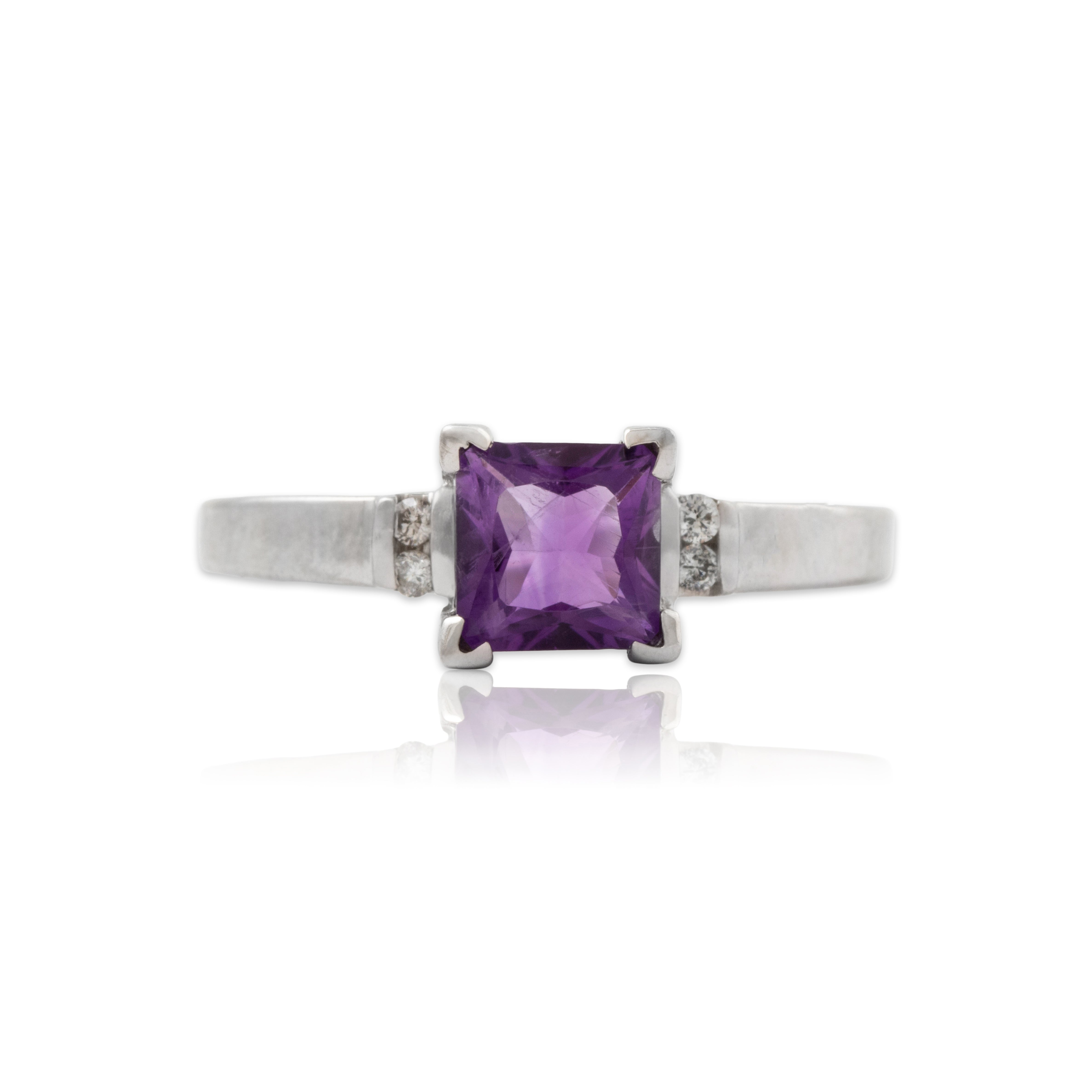 Vintage 10k White Gold Amethyst Diamond Purple Bliss Ring、mySite、hinf8tx79