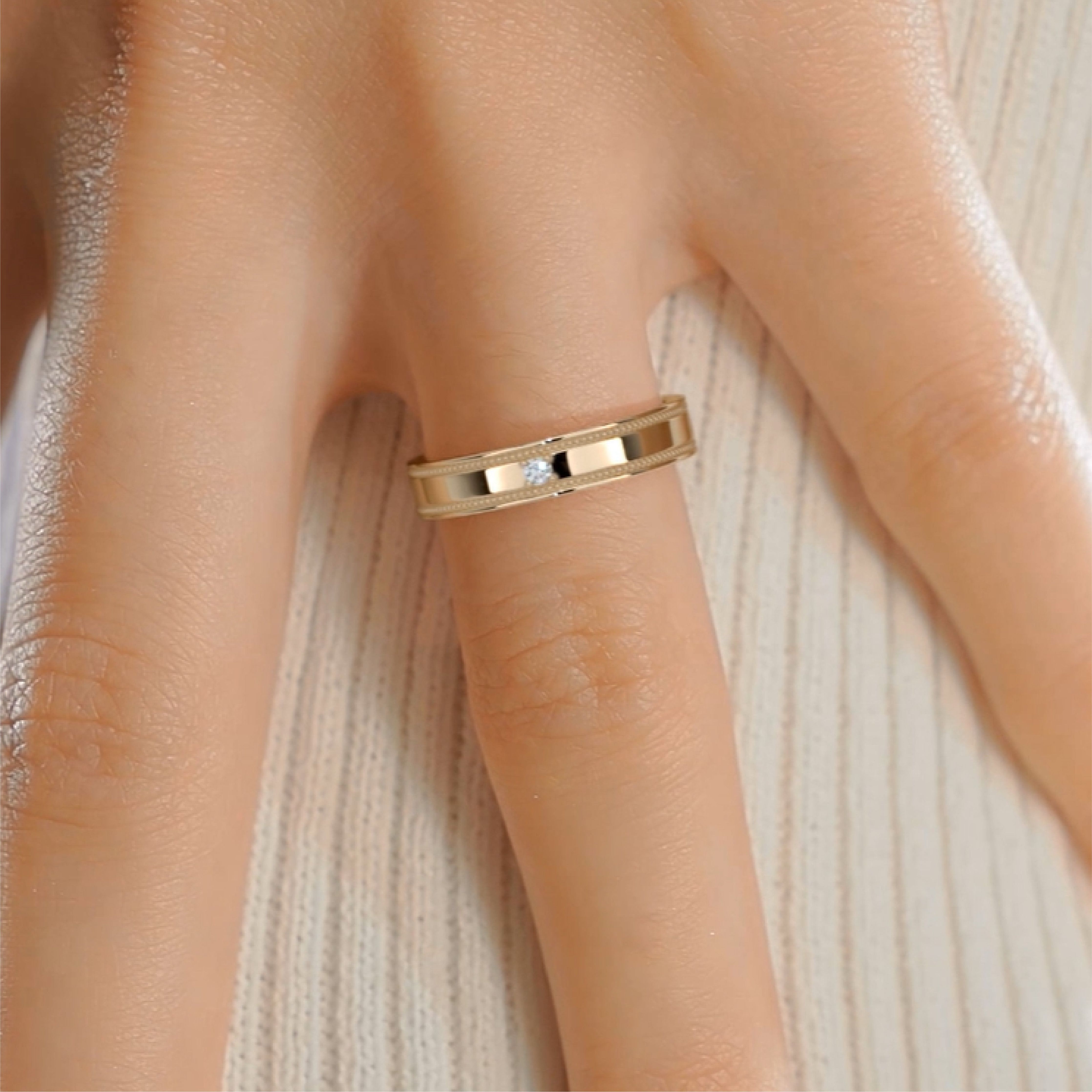 Sherry Lab Grown Diamond Wedding Ring (0.02 Carat) -18K Yellow Gold、mySite、hinf8tx79