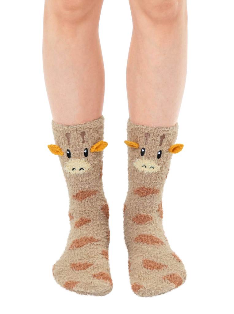 Giraffe Fuzzy Crew Slipper Socks Super Soft Unisex、mySite、g9winljtr