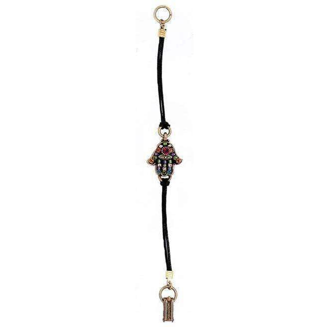 Michal Golan Black Hamsa Bracelet On Leather、mySite、topwebapps