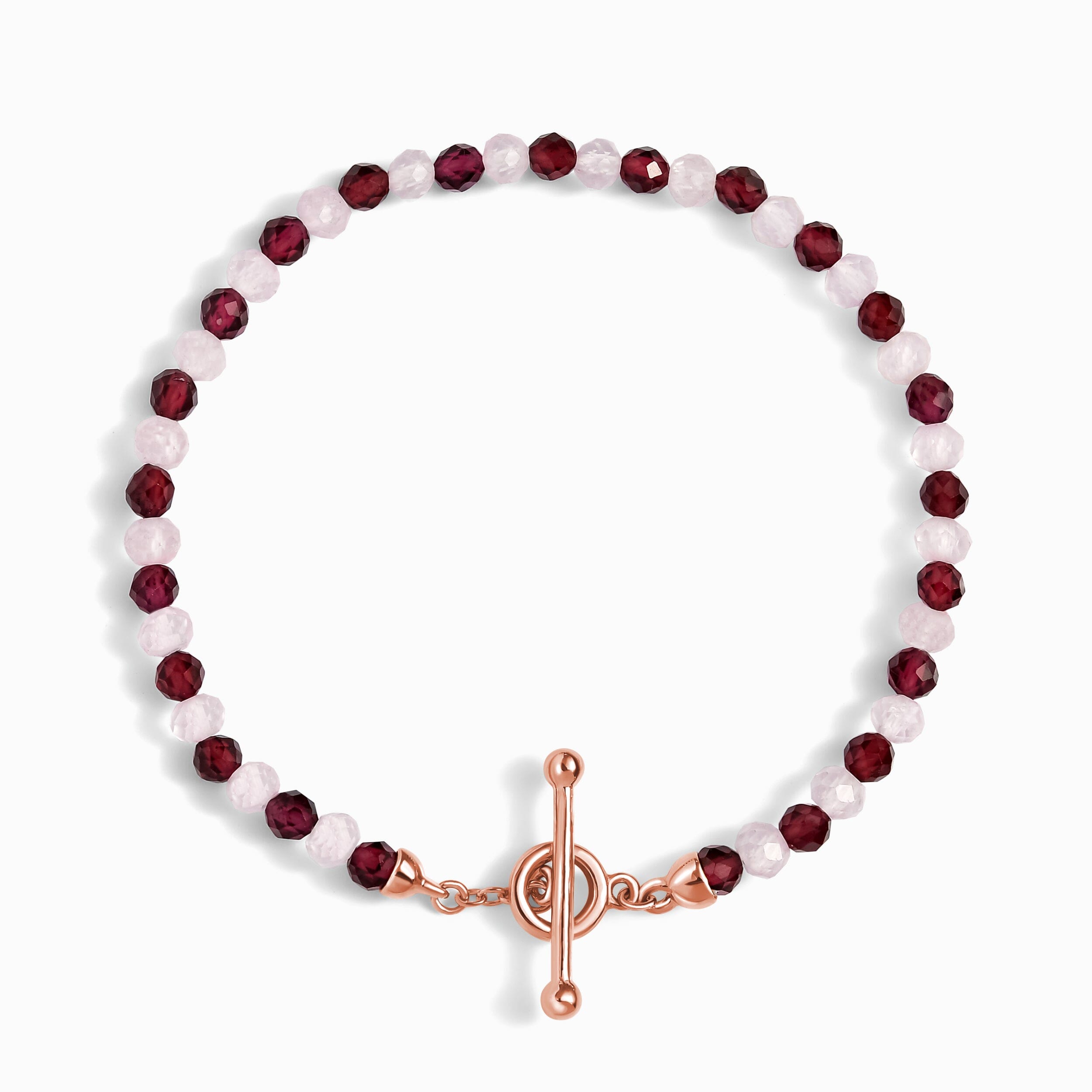 Garnet Rose Quartz T-Lock Beads Bracelet - Love Shield、mySite、hinf8tx79