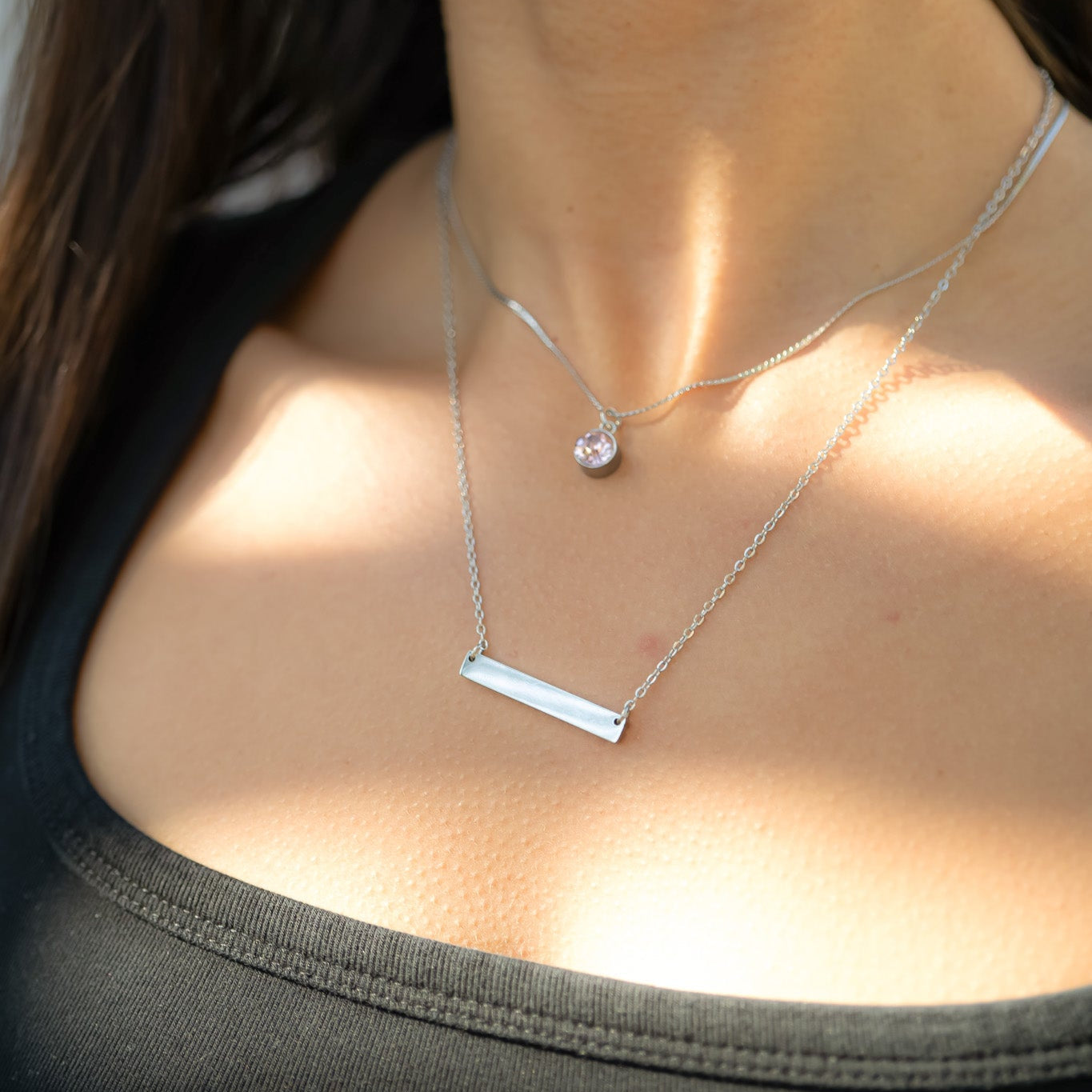 18K Gold PVD Stainless Steel Blank Bar Necklace / SBB0019、mySite、dreamappss