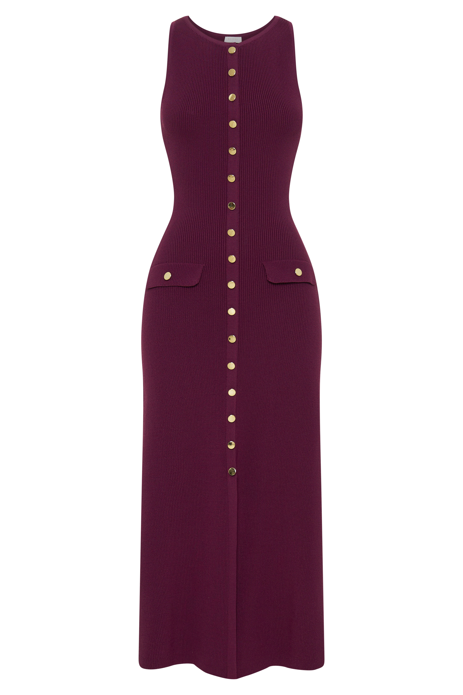 Sawyer Sleeveless Buttoned Maxi Dress - Plum、mySite、solidvoid