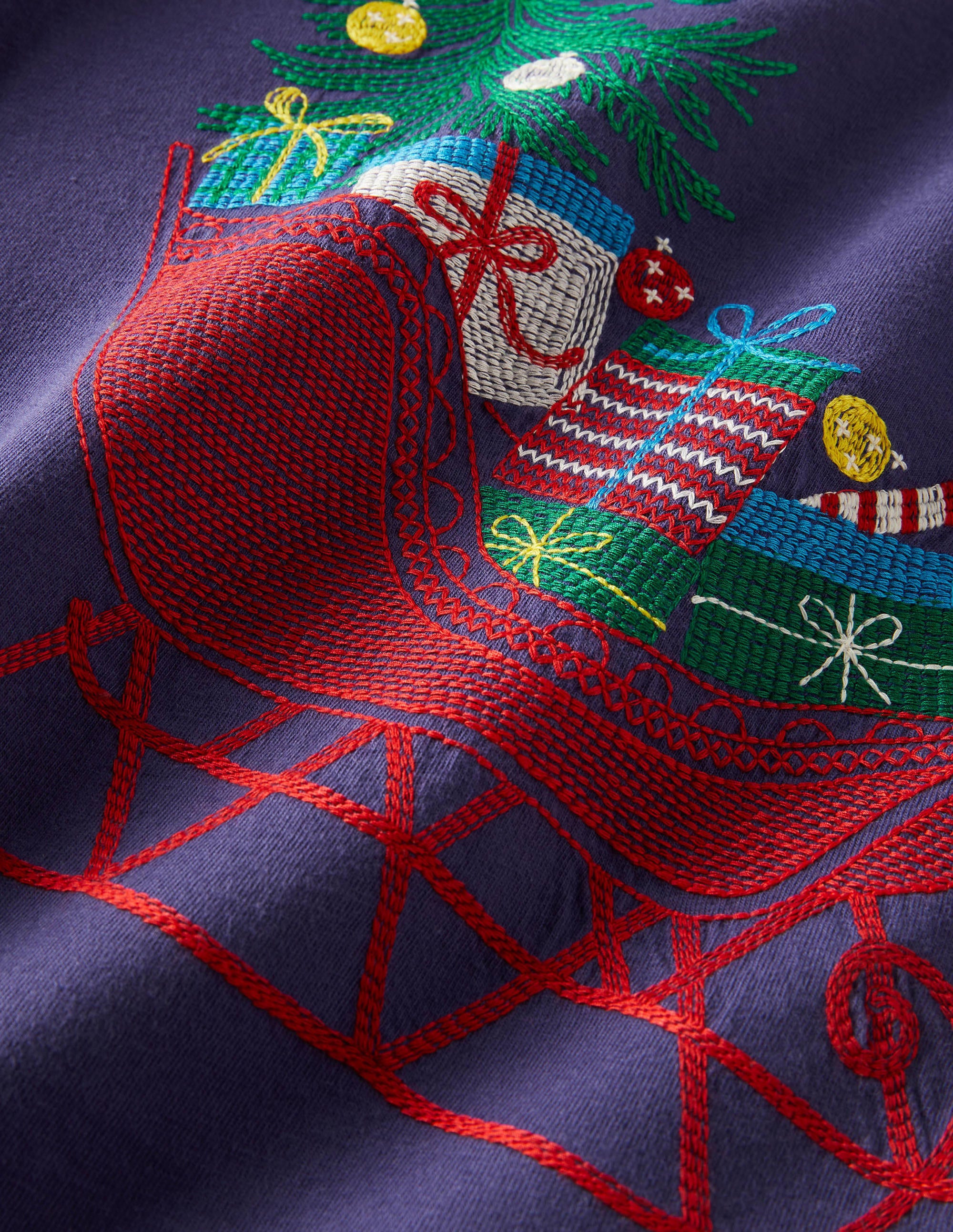  Festive Superstitch T-shirt-Starboard Blue Sleigh、mySite、ashleygrahame