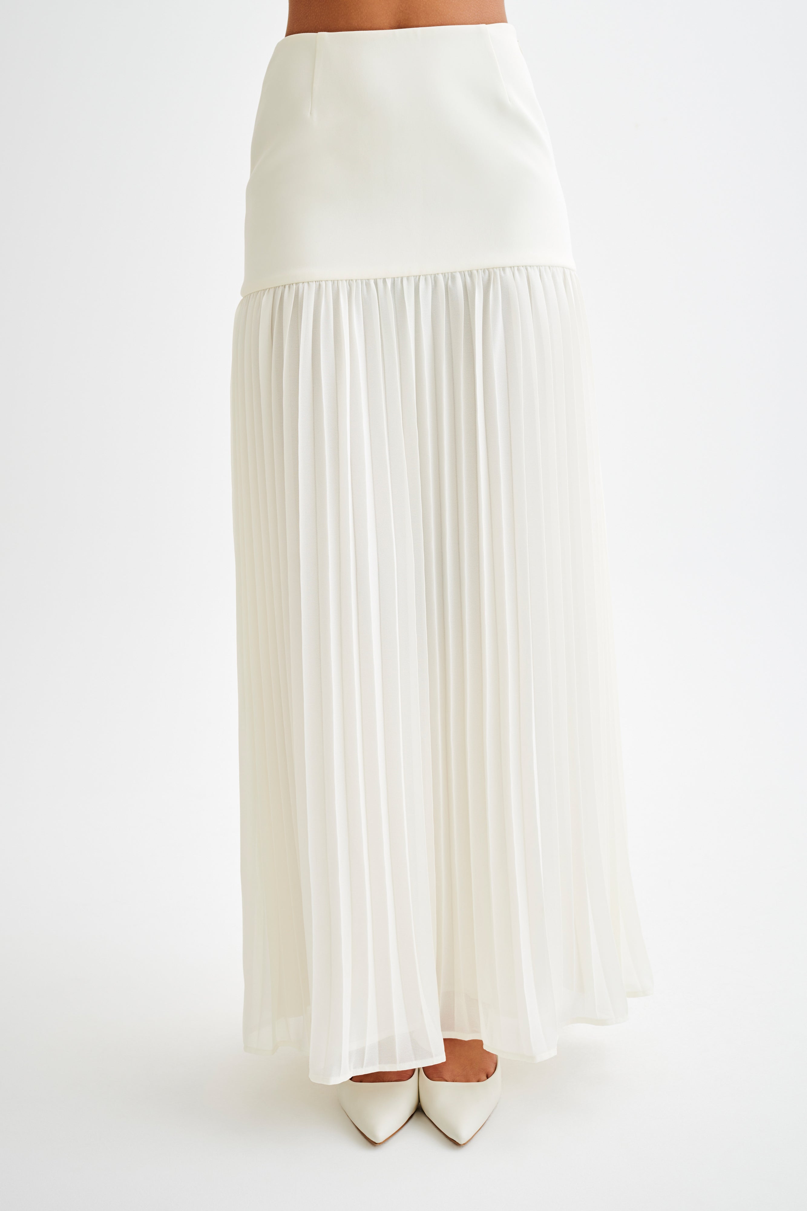 Jillian Pleated Maxi Skirt - Ivory、mySite、solidvoid