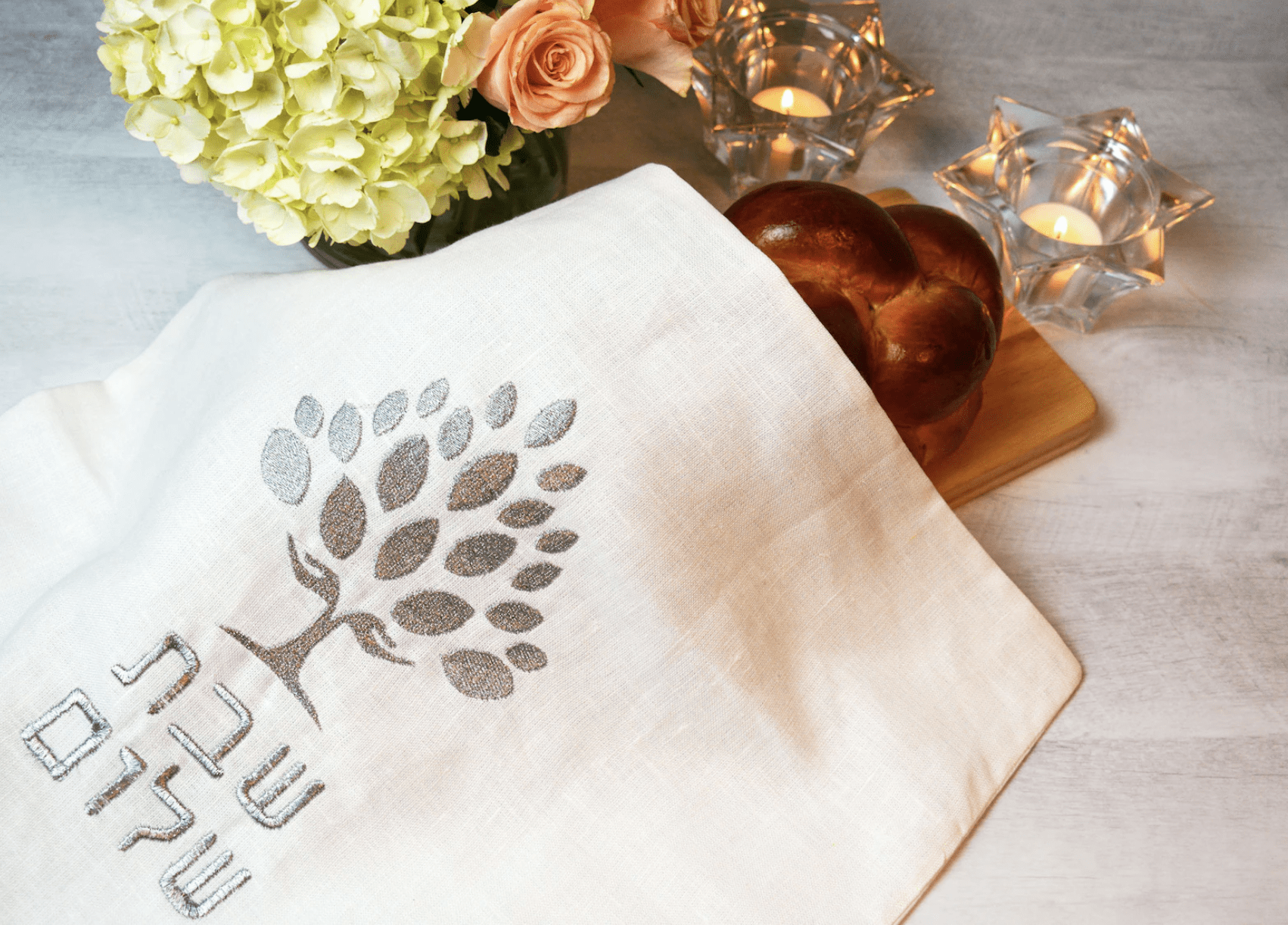 Embroidered Tree of Life Silver Challah Cover、mySite、topwebapps