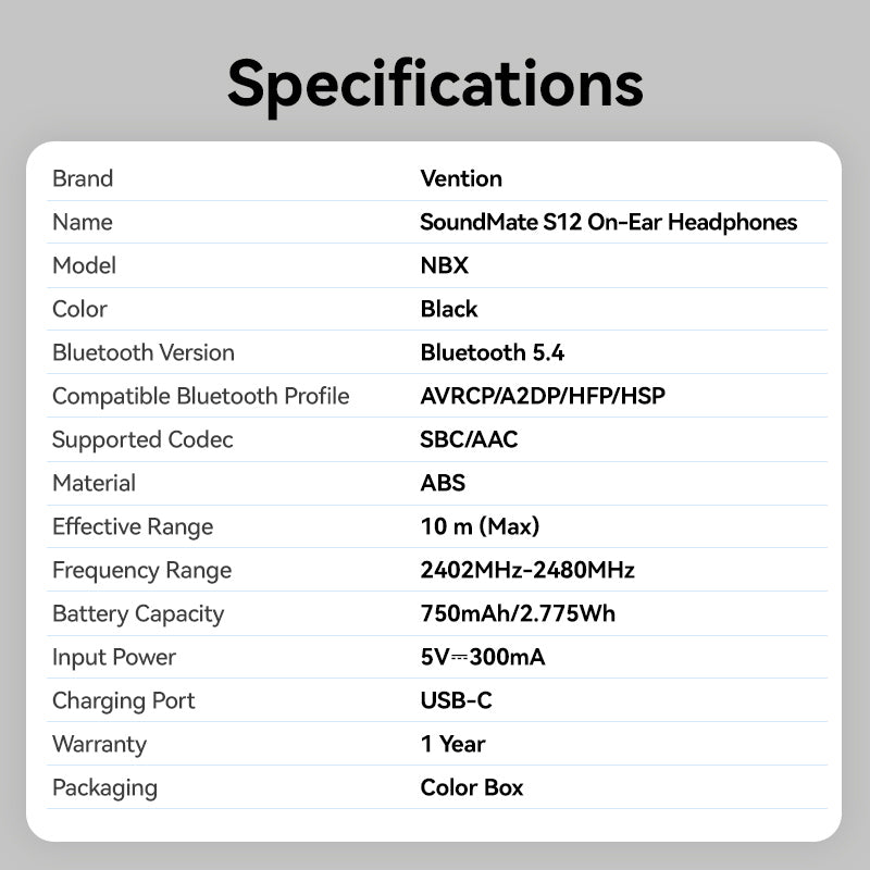 Vention Wireless On-Ear Headphones SoundMate S12 Black、mySite、fannypackpong