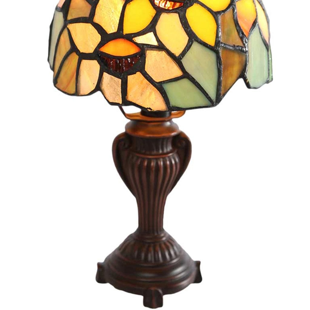 Sunflower Stained Glass Accent Table Lamp、mySite、g9winljtr