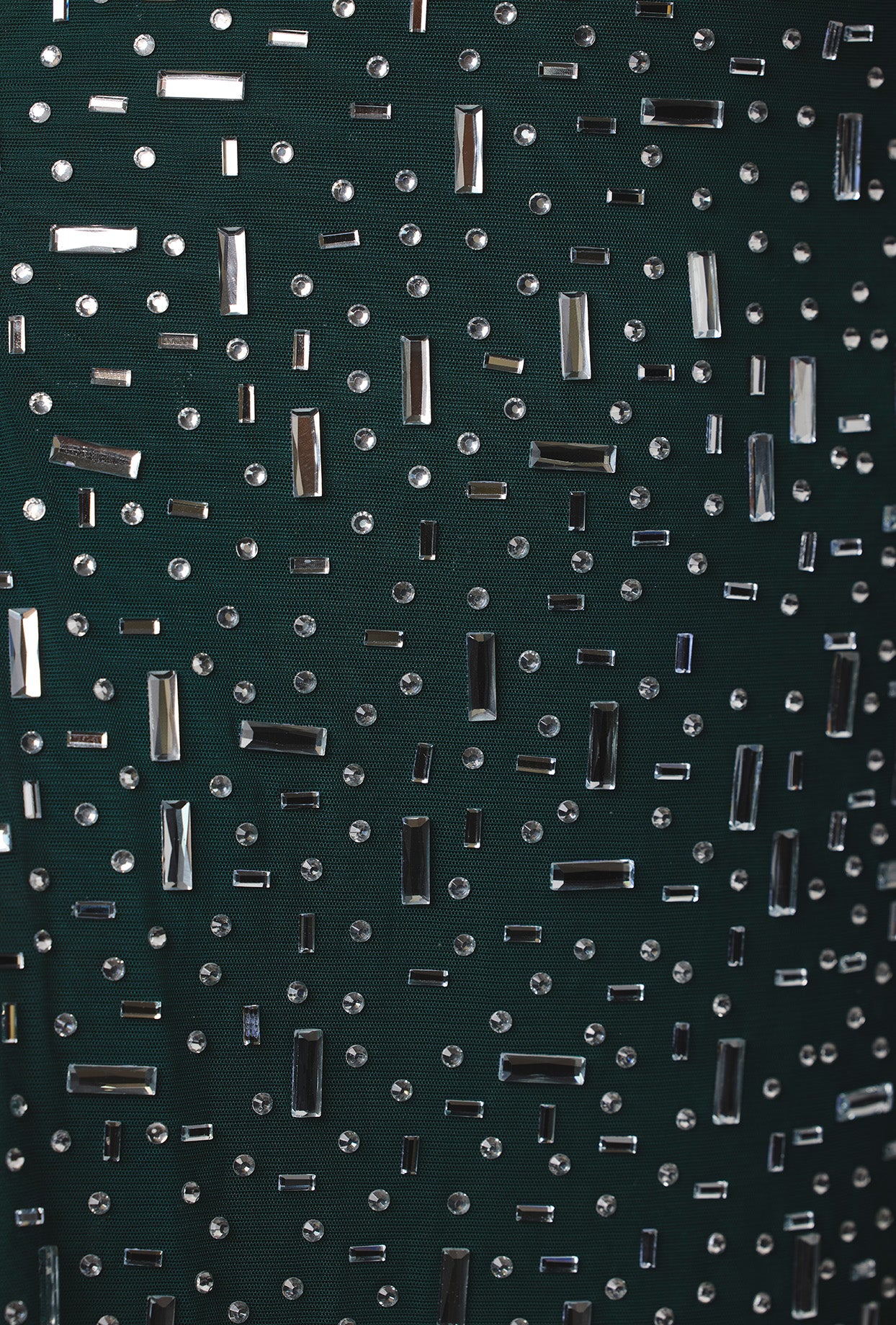 Sheer Embellished Bodycon Mini Dress in Emerald、mySite、solidvoid