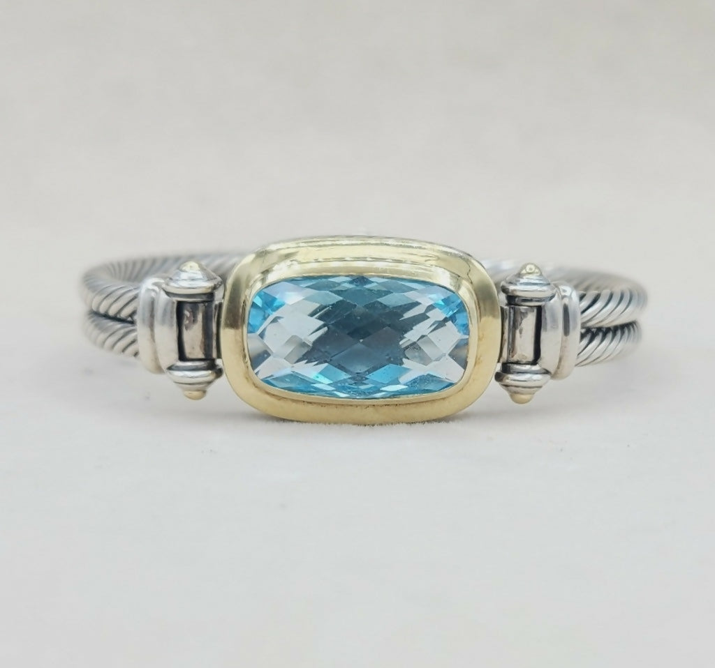 David Yurman Albion Double Cable Bracelet 鈥?Blue Topaz & Gold、mySite、hinf8tx79