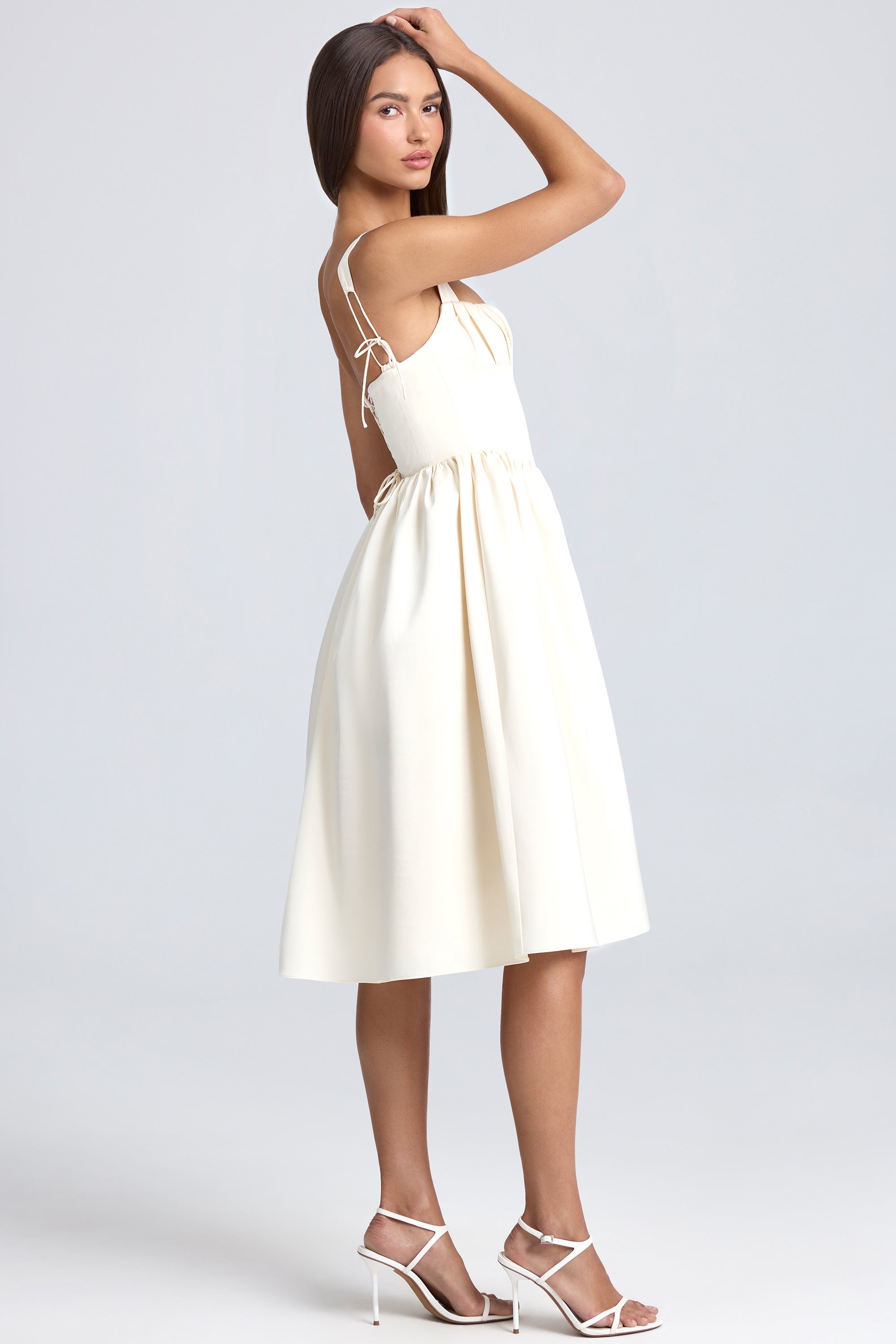 Draped Corset Midaxi Dress in Ivory、mySite、solidvoid