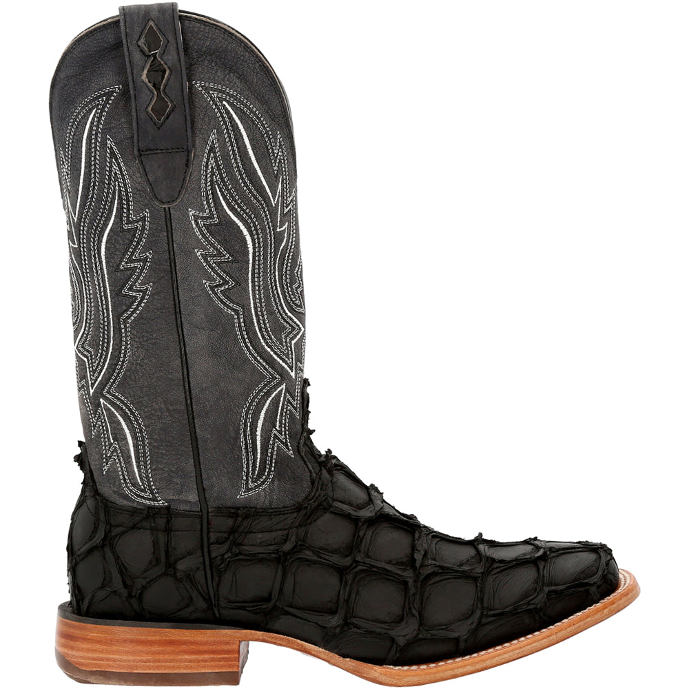 Premium Exotics Pirarucu Embroidered Square Toe Pull On Cowboy Boots、mySite、gtrtttuynbv
