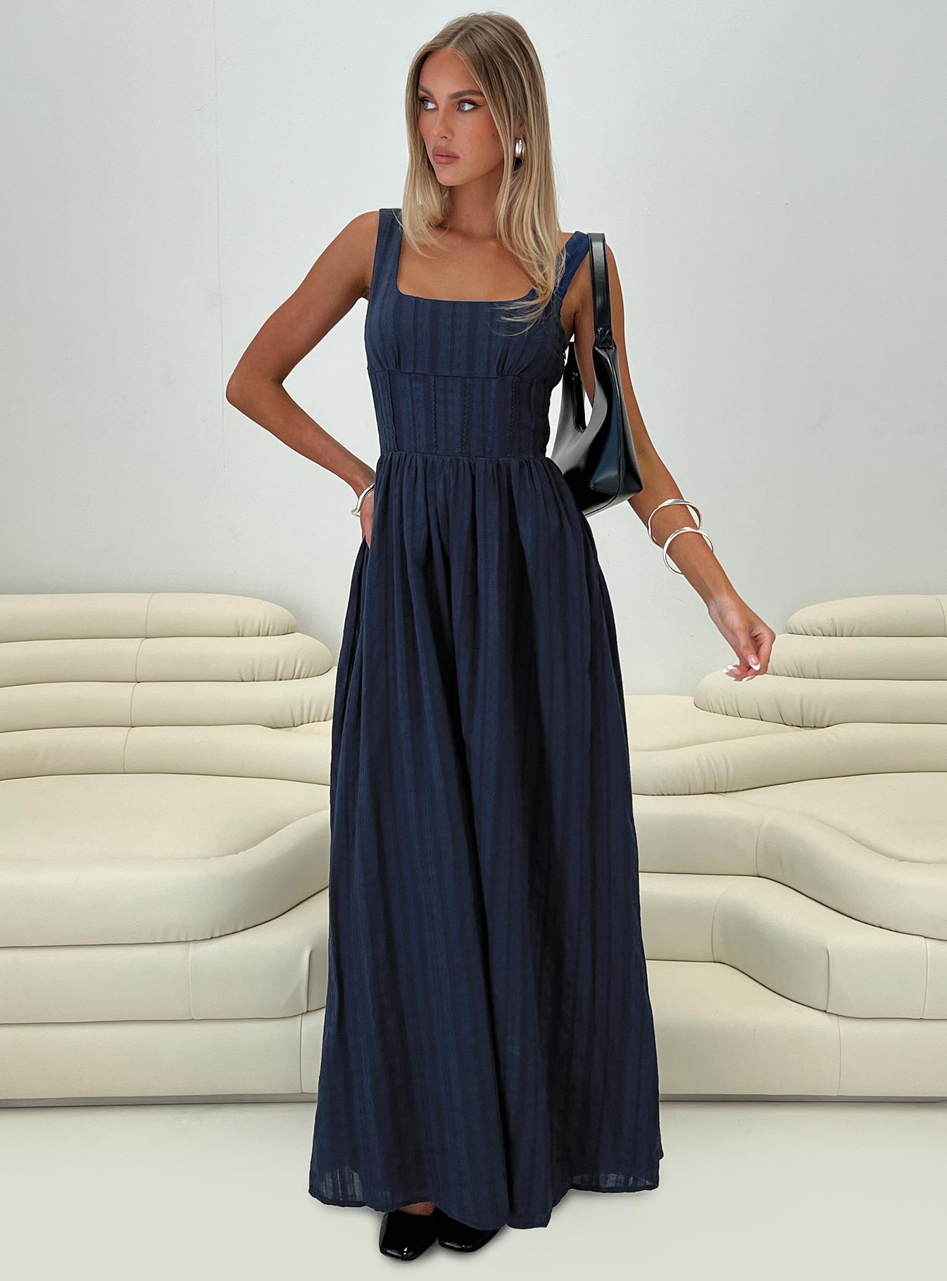 Lorinda Maxi Dress Navy、mySite、solidvoid