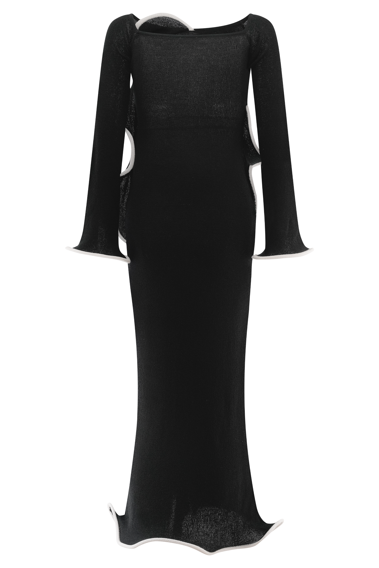 Sandrine Off Shoulder Knit Maxi Dress - Black/White、mySite、solidvoid