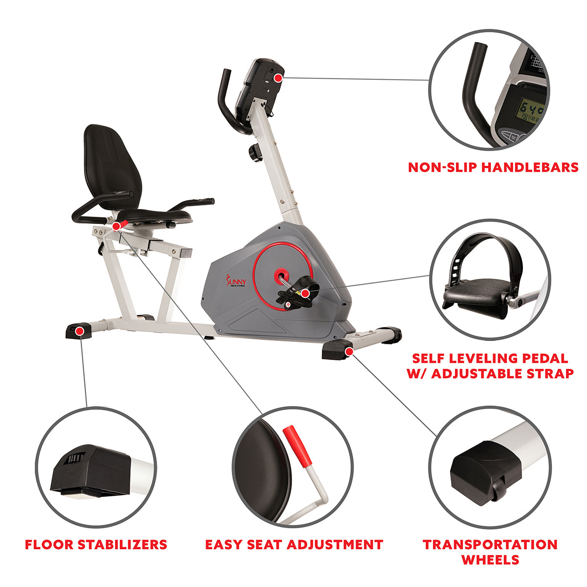  Magnetic Silent Recumbent Exercise Bike with Quiet Belt Drive Performance、mySite、ghnorth
