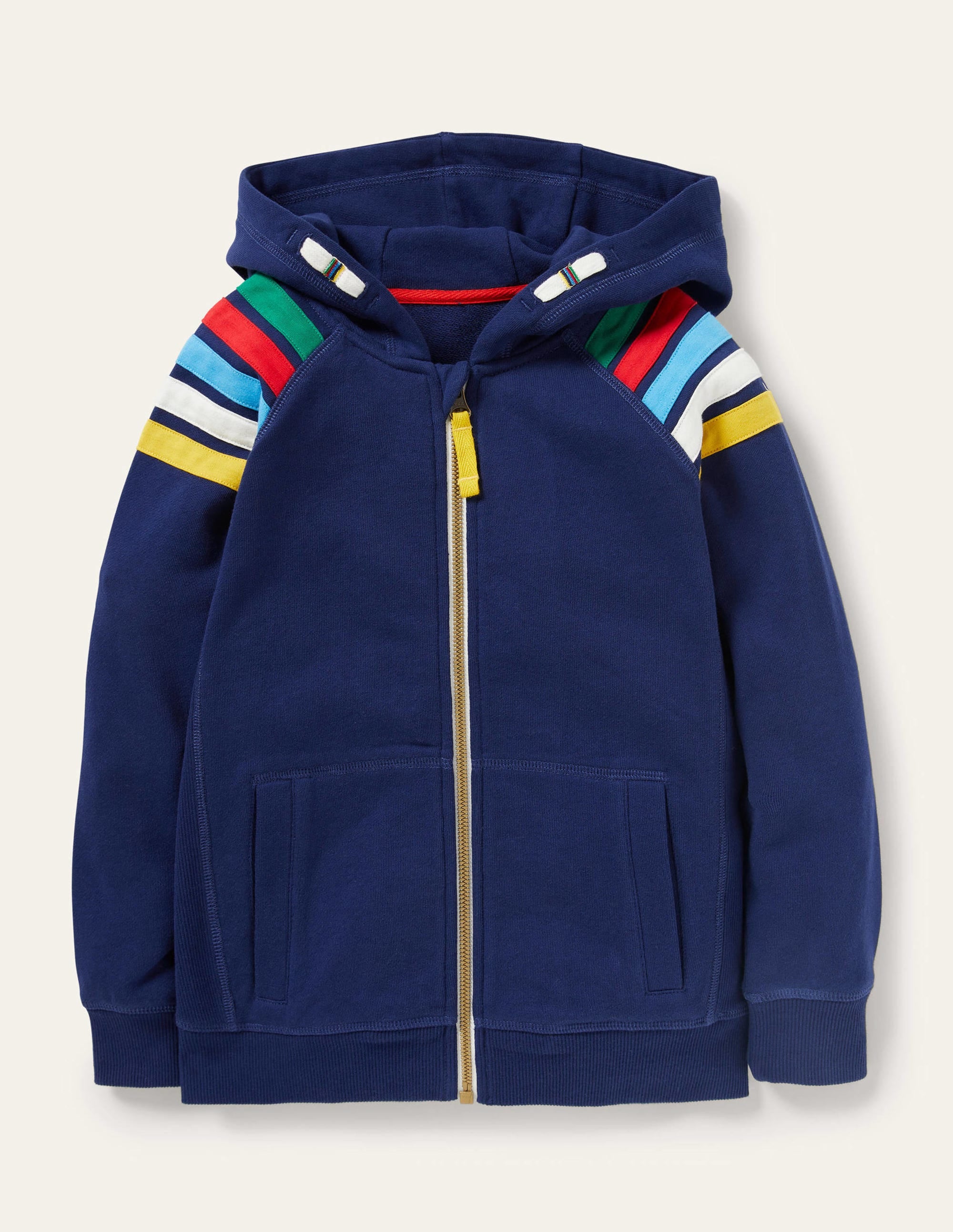  Rainbow Sleeve Zip-Up Hoodie-College Navy、mySite、ashleygrahame