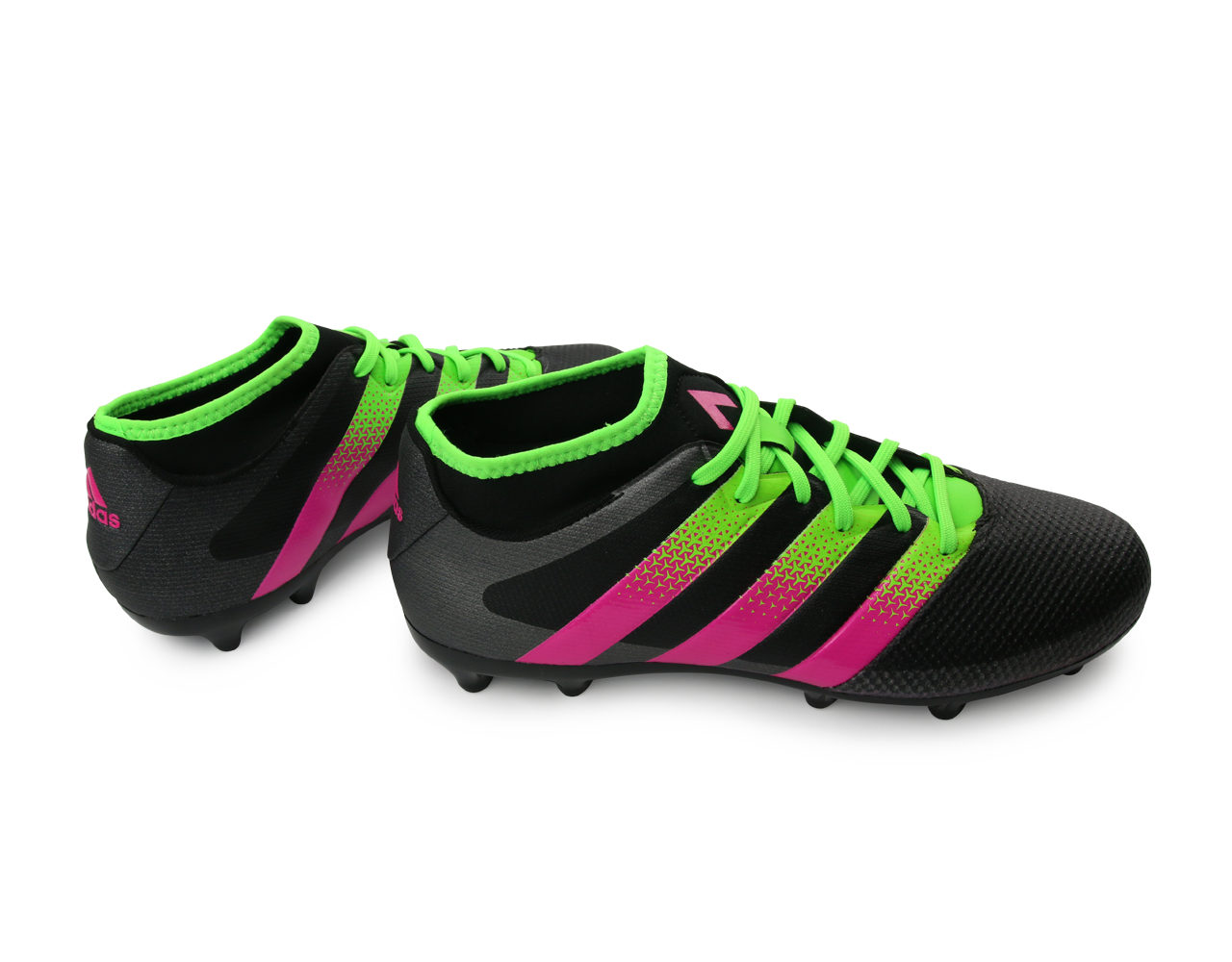 adidas Men's ACE 16.3 Primemesh FG/AG Black/Solar Green/Shock Pink、mySite、noshort