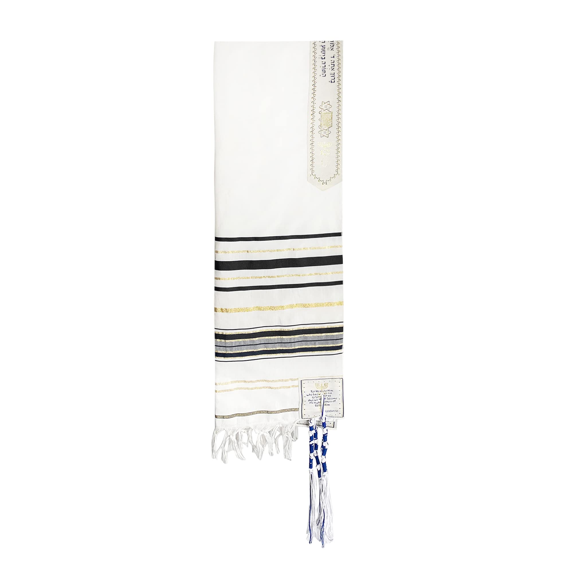  Holy Land Market Messianic Christian Shawl/Tallit - The Messiah Tallit (72 x 22 Inches) - Black with Gold Lining、mySite、elrpsem3k