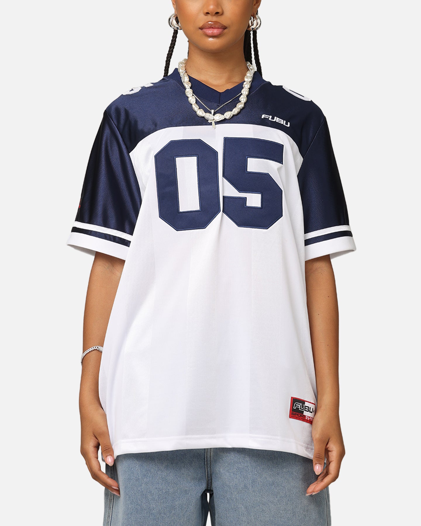 Fubu Football Jersey White/Navy、mySite、zt4zffjzw