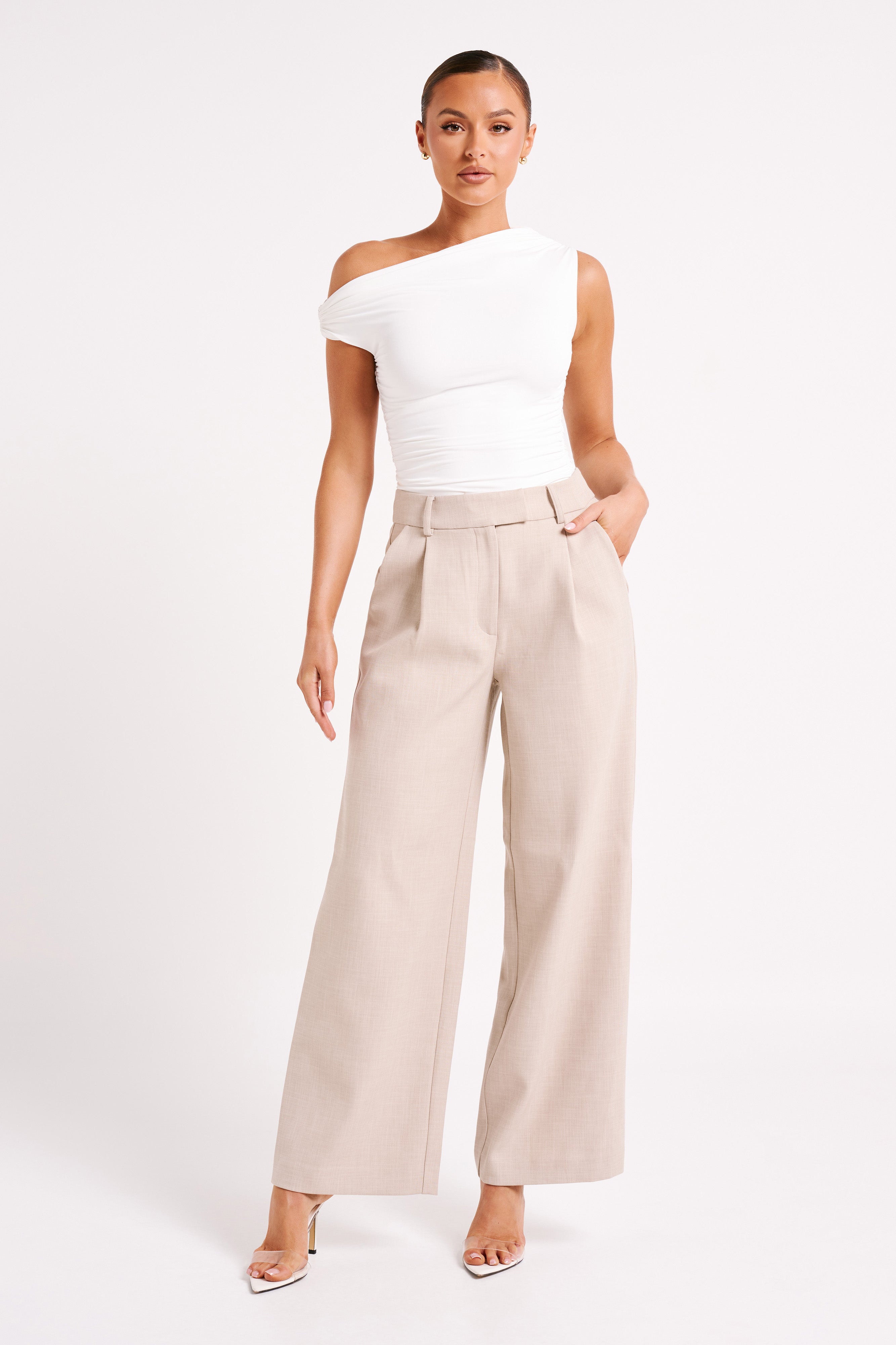 Alayna Recycled Nylon Ruched Top - White、mySite、solidvoid