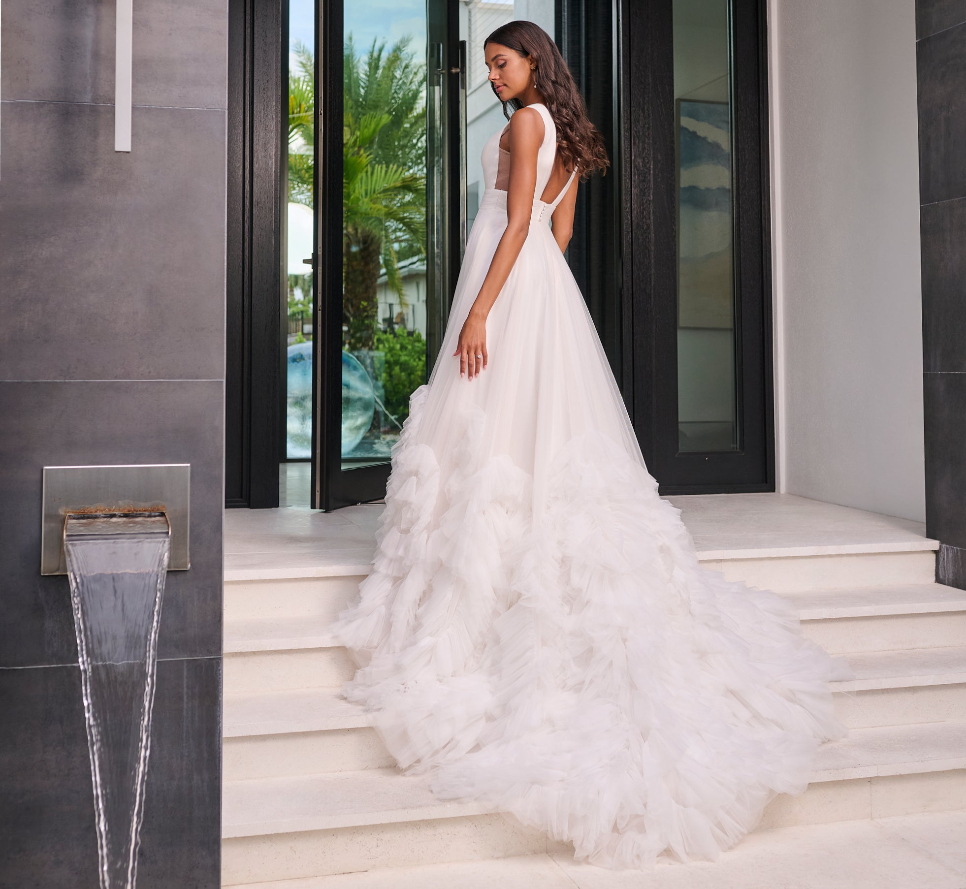 Ruffled Tulle A-Line in Ivory Blush Nude、mySite、solidvoid