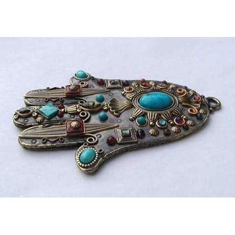 Michal Golan Garnet and Turquoise Hamsa Wall Plaque、mySite、topwebapps