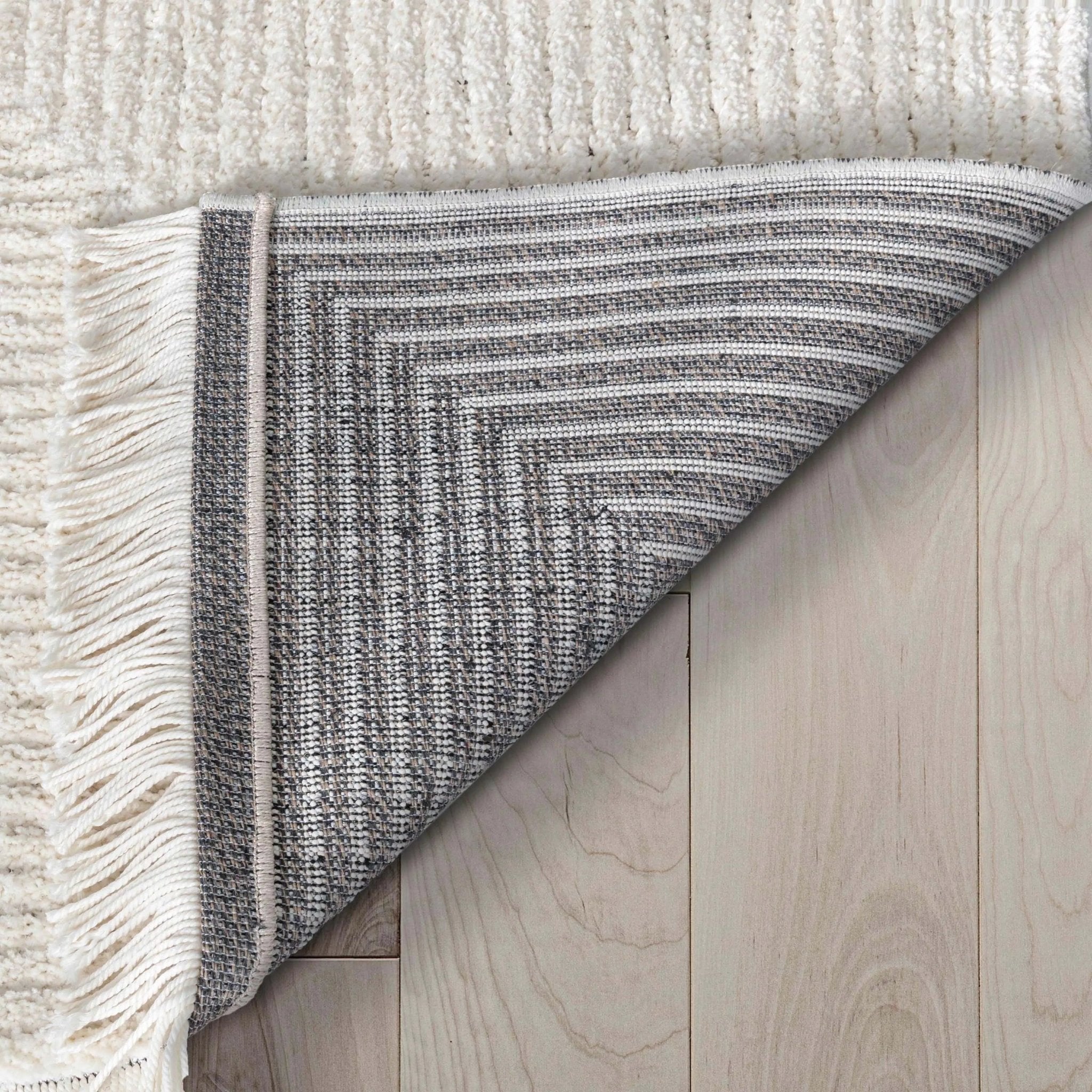Monroe Solid & Striped Textured Ivory Ultra Soft High-Low Shag Rug、mySite、gigharbornorthrealestate